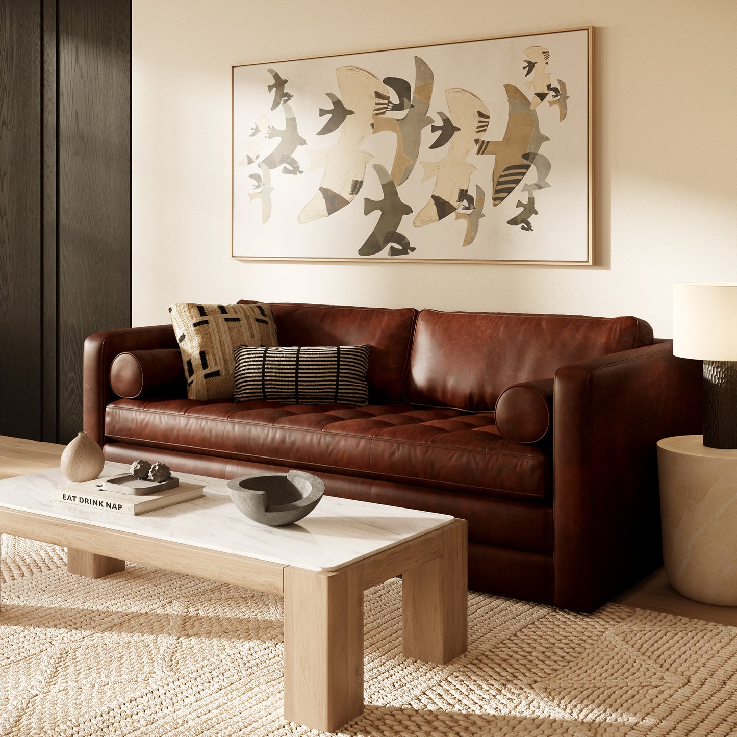 Napa 82" Leather Pull-Out Convertible Sleeper Sofa | Oscuro Brown