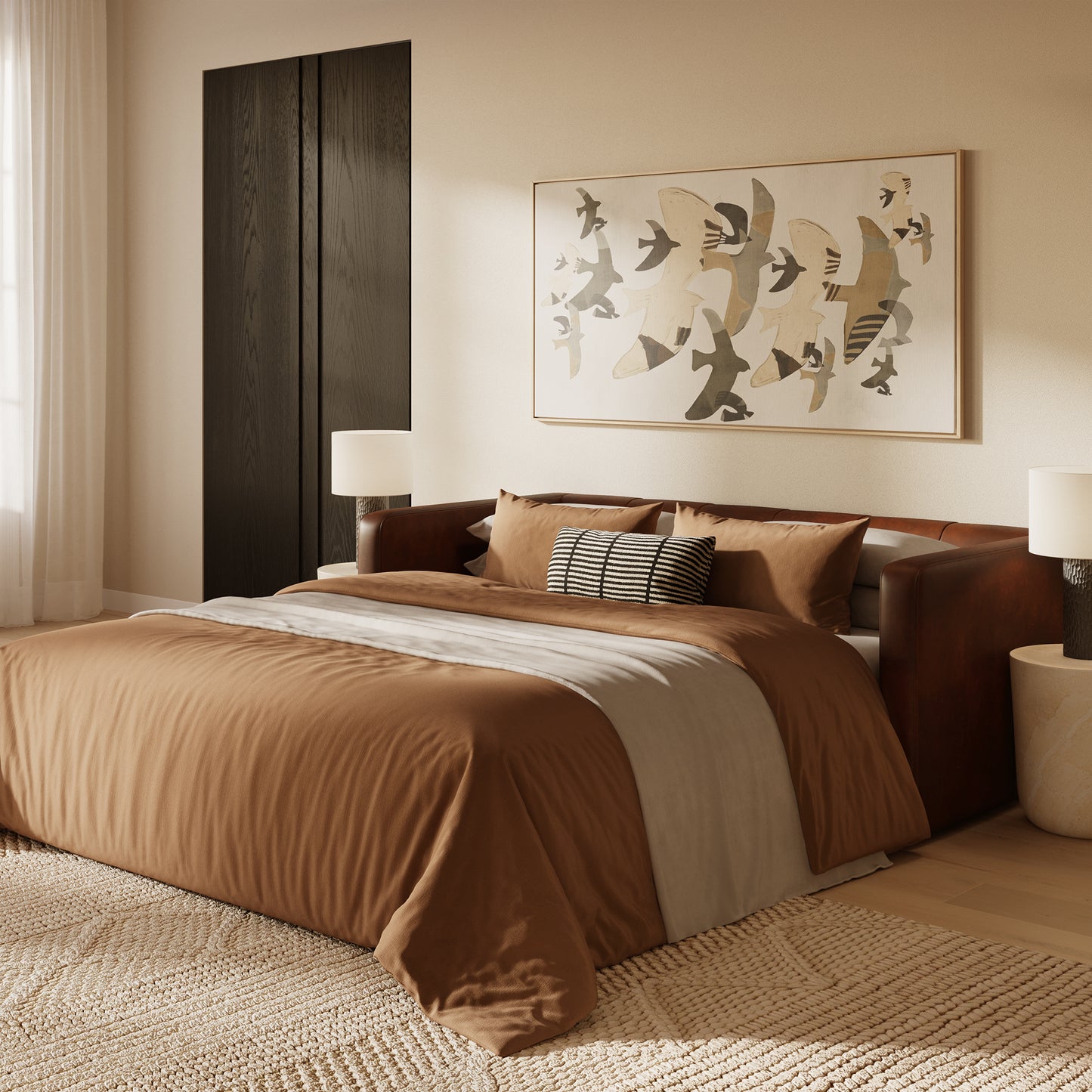 Napa 82" Leather Pull-Out Convertible Sleeper Sofa | Oscuro Brown
