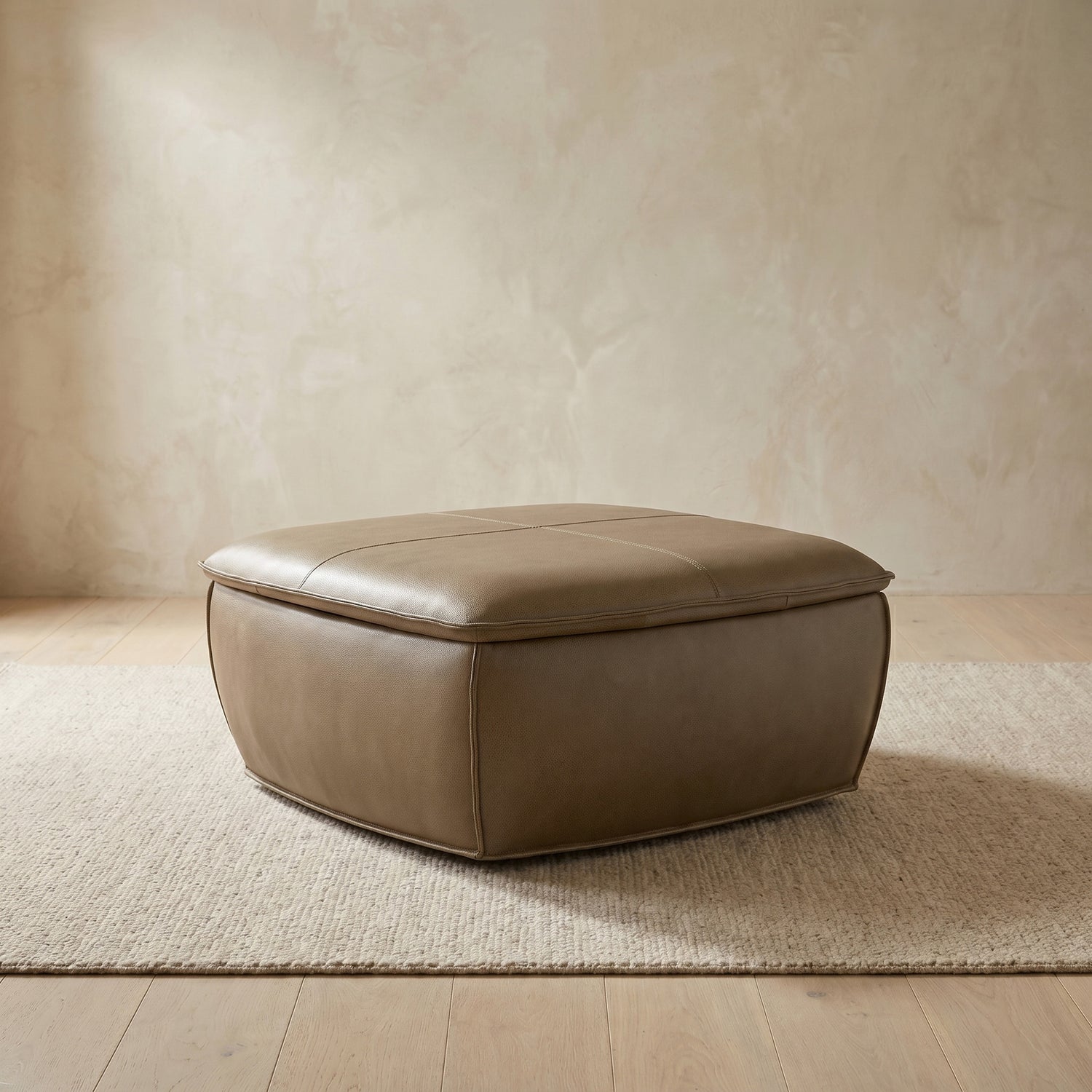 Sana Leather Storage Ottoman | Chestnut Brown lifestyle_image