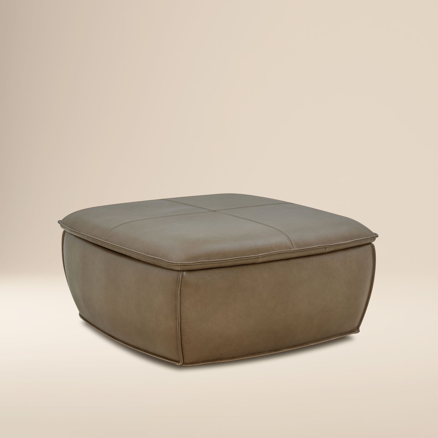 Sana Leather Storage Ottoman | Chestnut Brown
