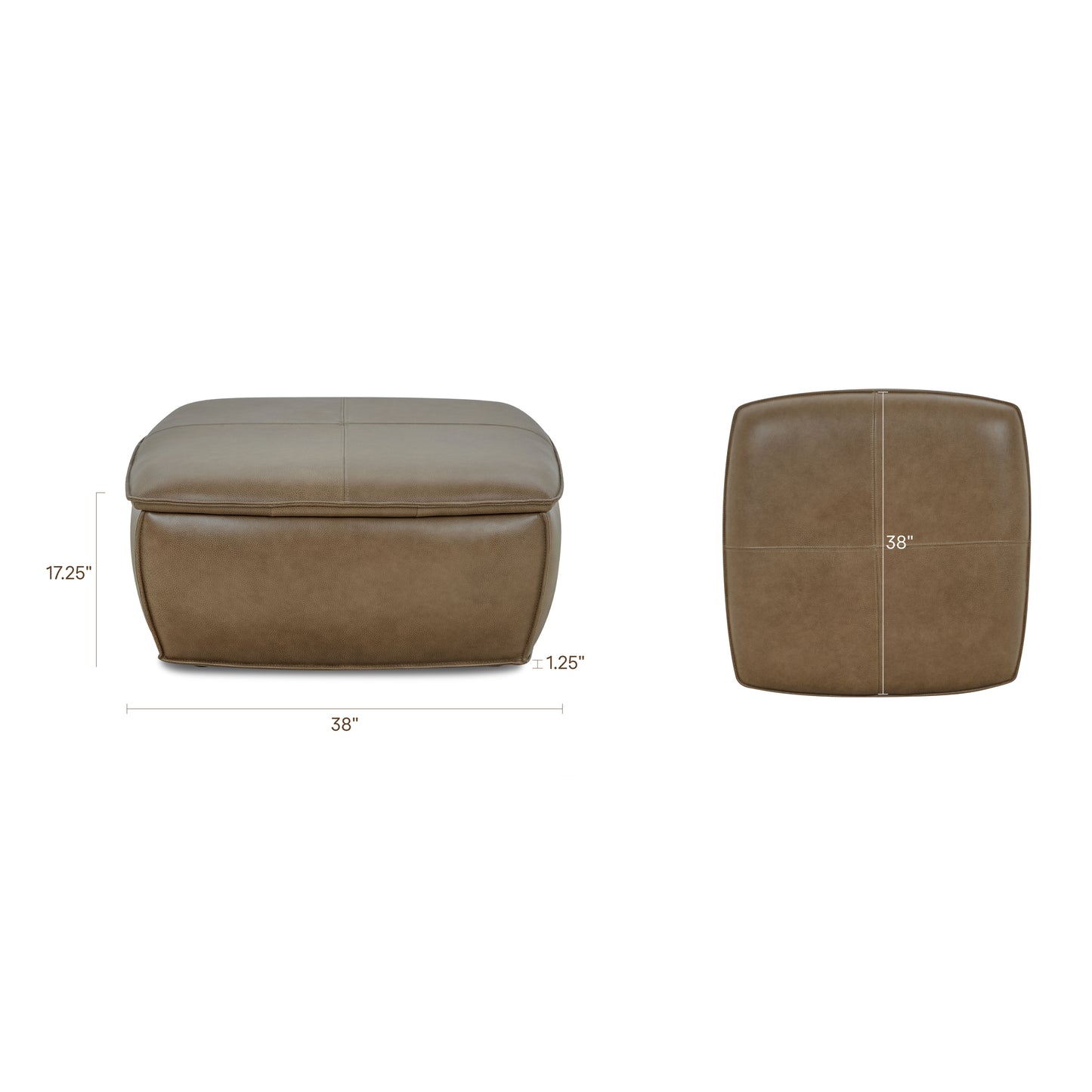 Sana Leather Storage Ottoman | Chestnut Brown