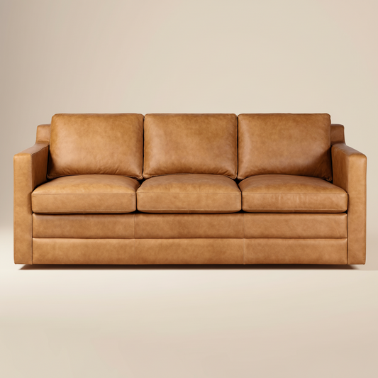 Sorrento 78" Leather Pull-Out Convertible Sleeper Sofa | Cognac Tan