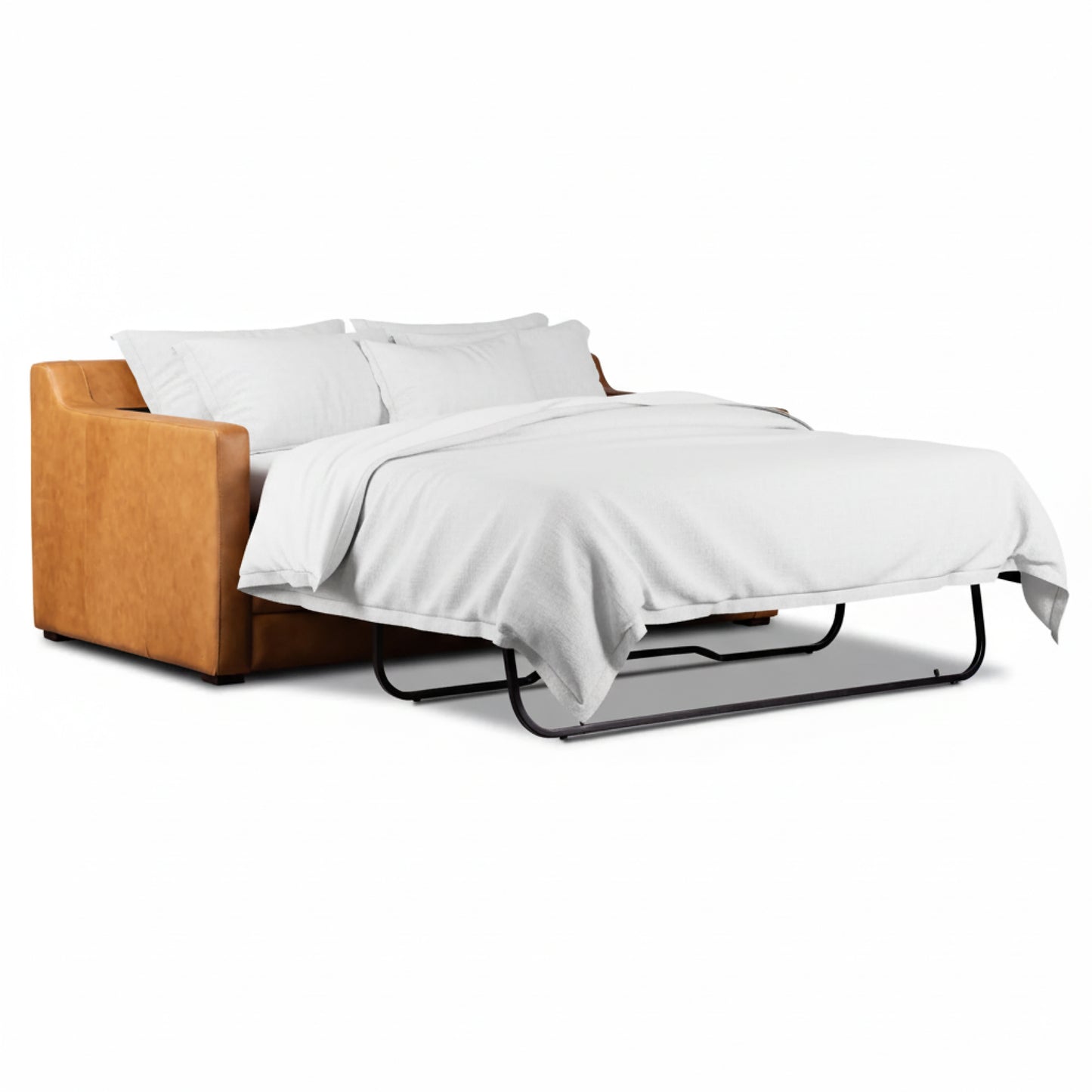 Sorrento 78" Leather Pull-Out Convertible Sleeper Sofa | Cognac Tan