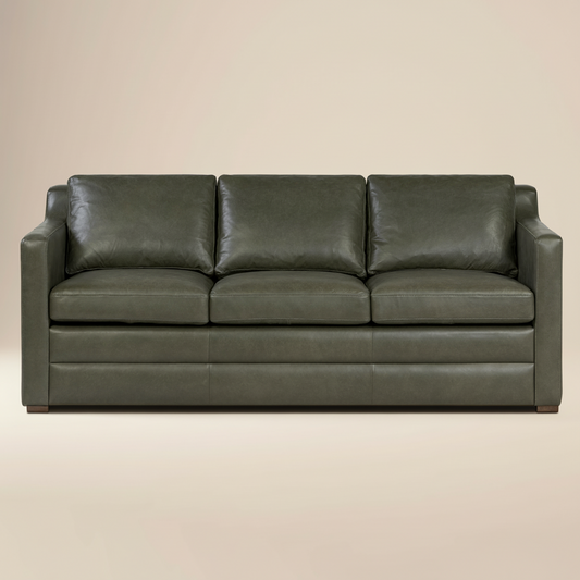Sorrento 78" Leather Pull-Out Convertible Sleeper Sofa | Olivine Green