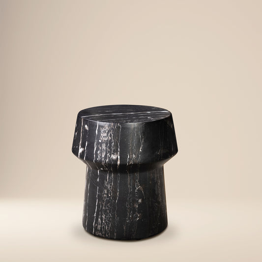 Zyra 18" Side Table | Black Marble