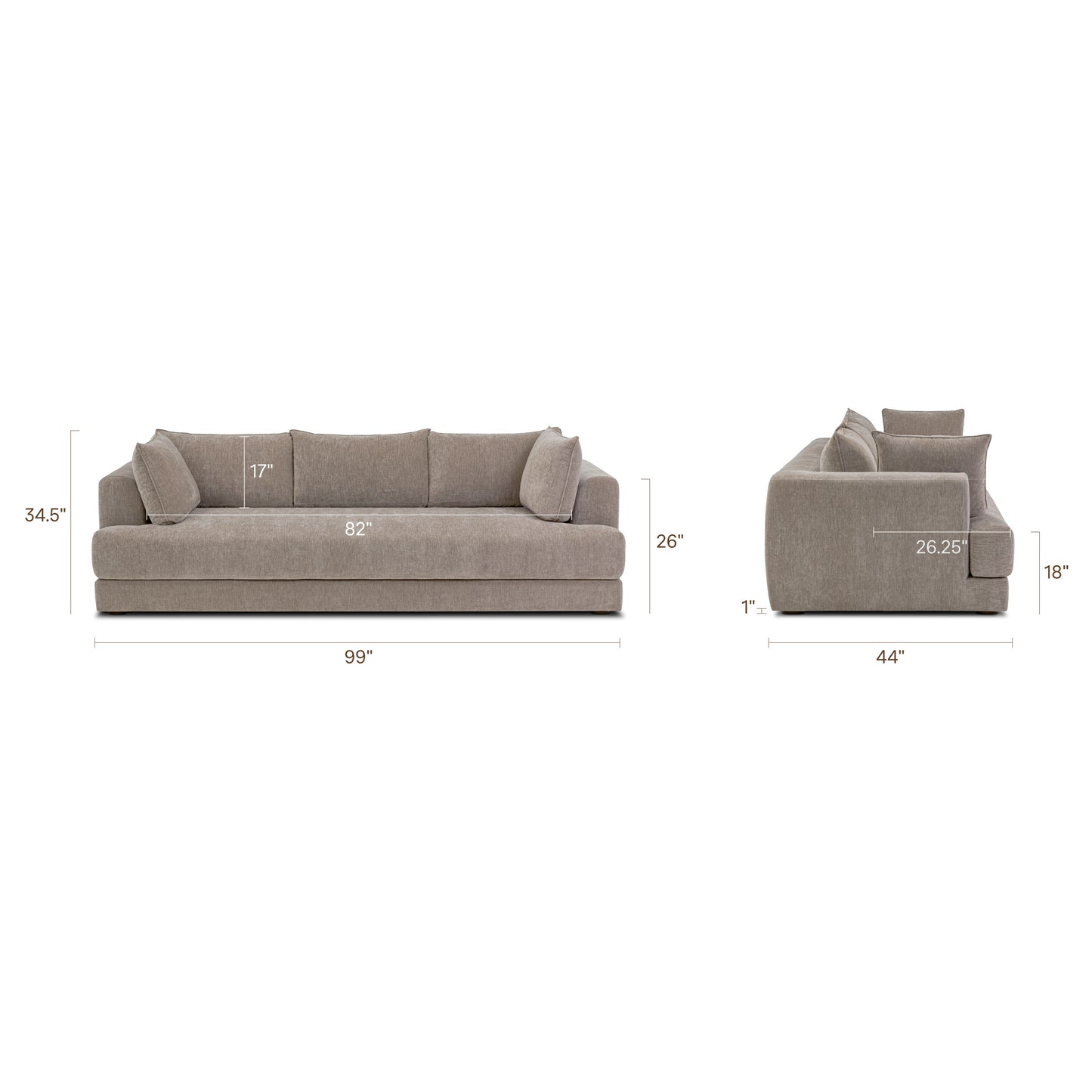 Marcel 99" Sofa | Taupe Brown