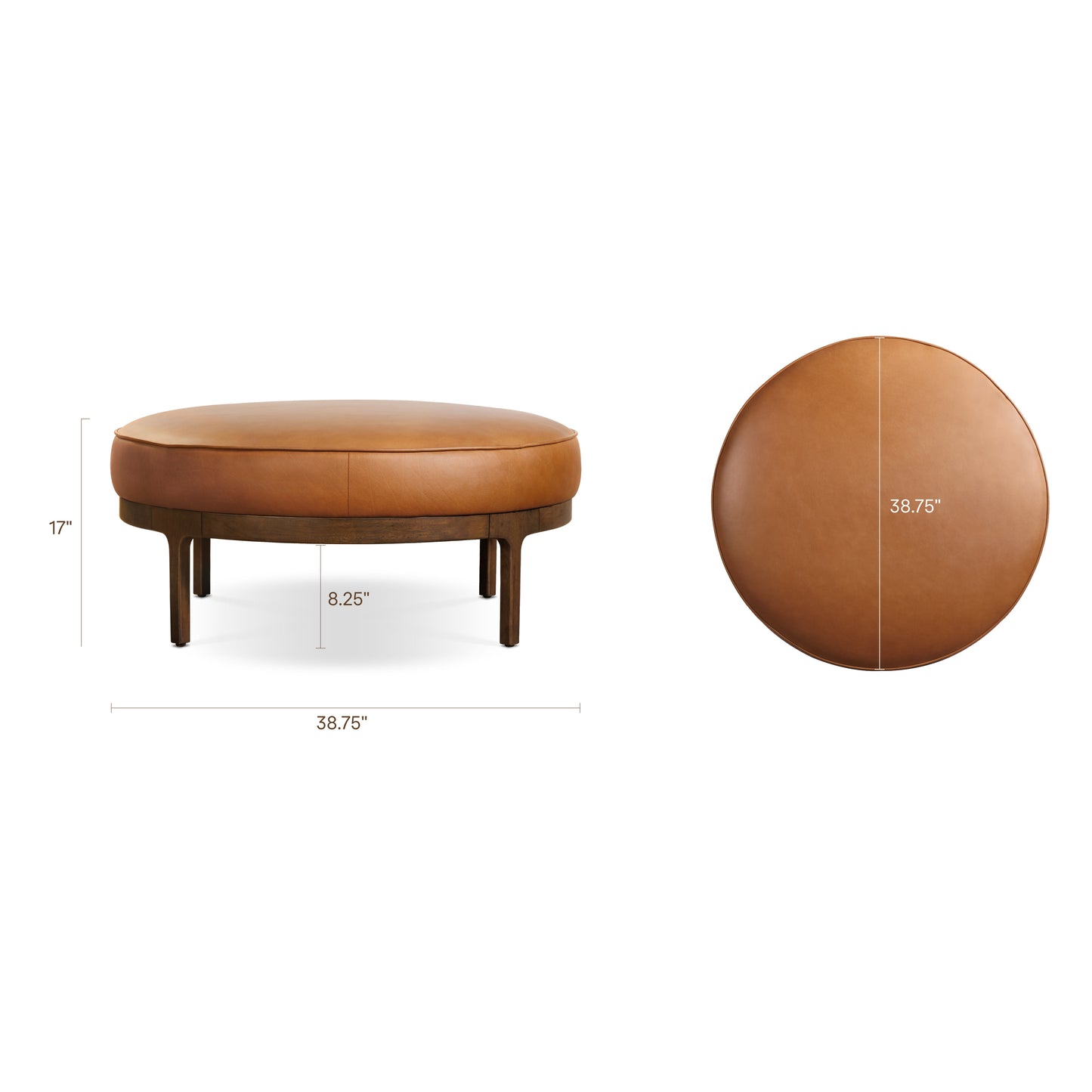 Cosmo Leather Ottoman (39") | Saddle Tan
