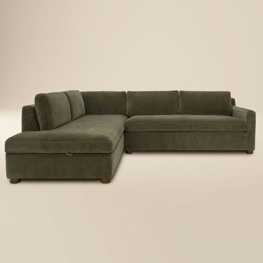 Madero 116" Left-facing Sleeper Bumper Chaise Sectional | Lume Green