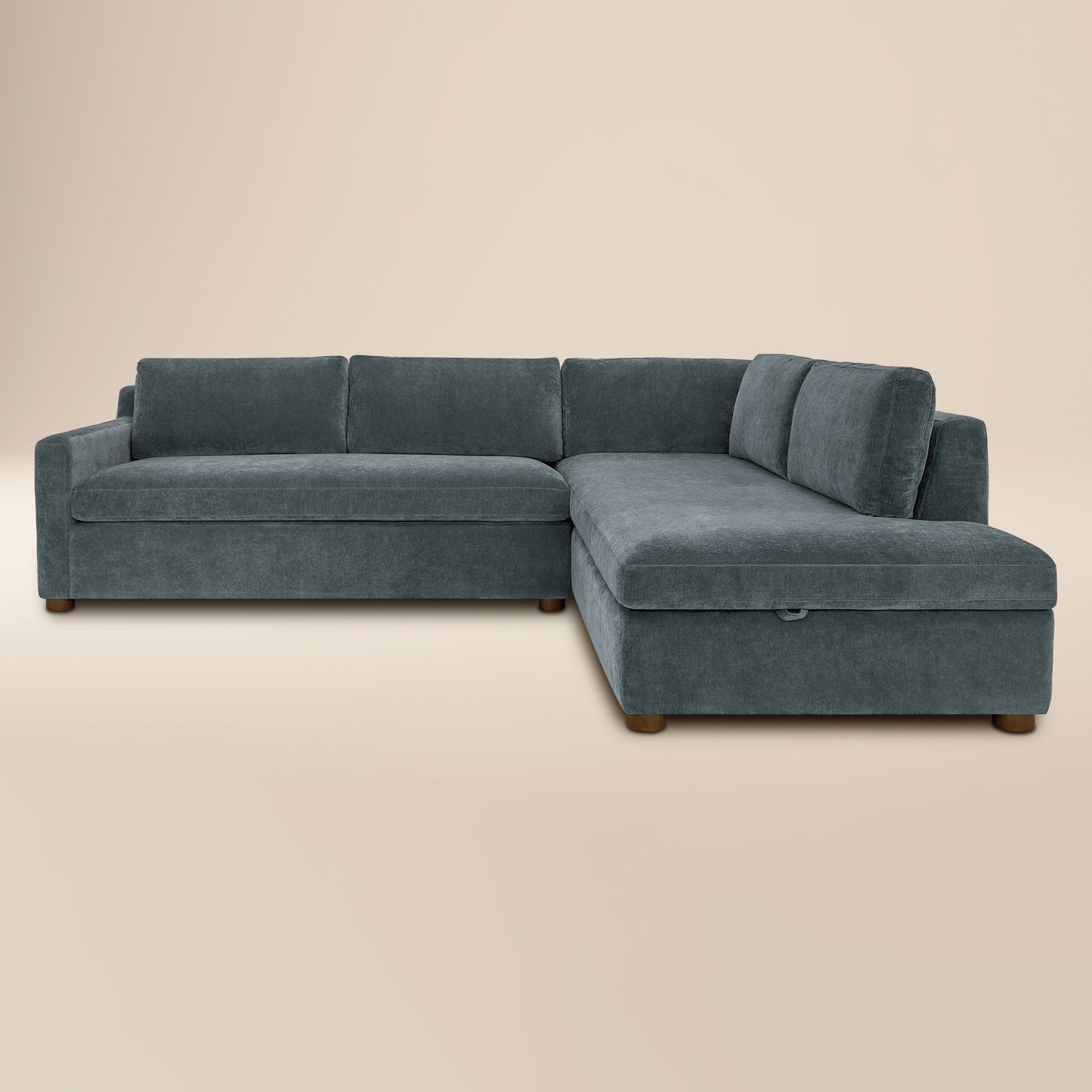 Madero 116" Right-facing Sleeper Bumper Chaise Sectional | Boreal Blue