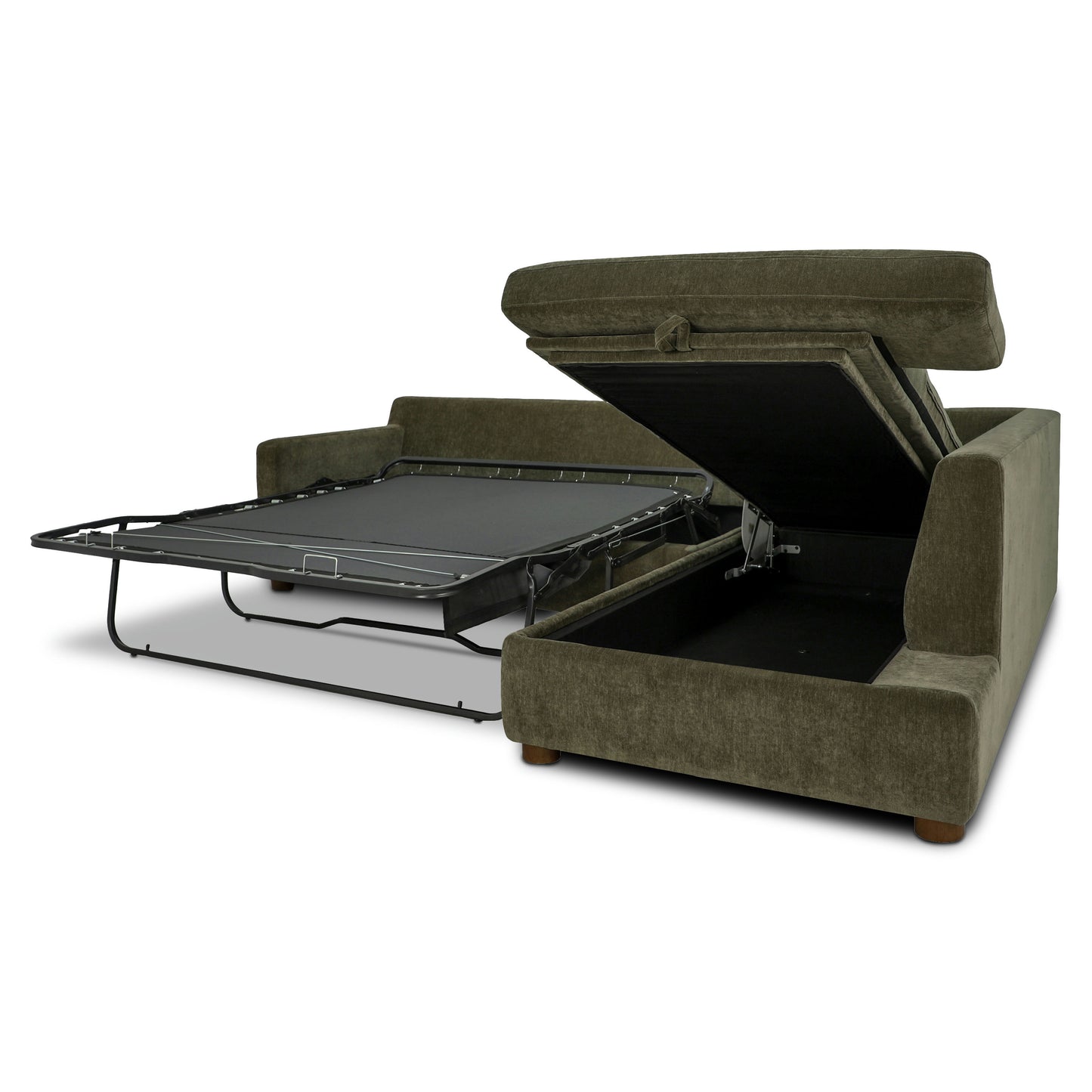 Madero 116" Right-facing Sleeper Bumper Chaise Sectional | Lume Green