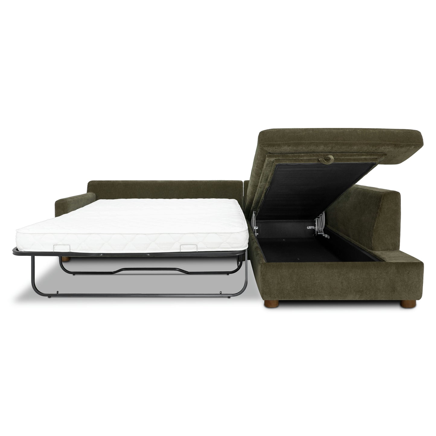 Madero 116" Right-facing Sleeper Bumper Chaise Sectional | Lume Green