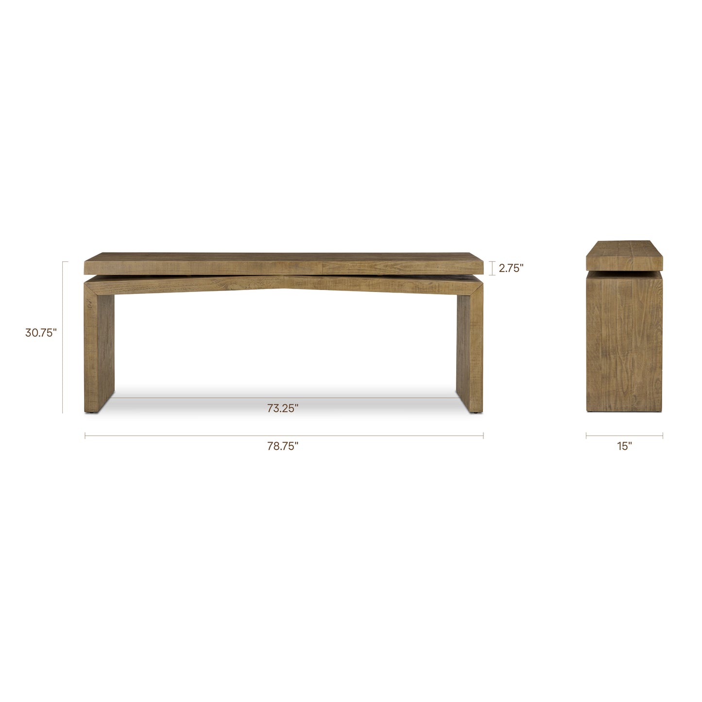 Tenby Console Table (78.75") | Weathered Pine