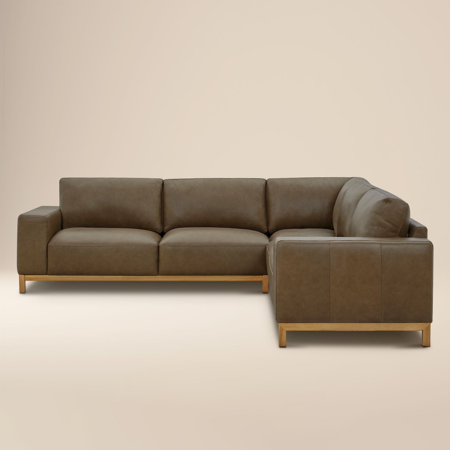 Denton 115" Leather L-Shaped Sectional | Chestnut Brown
