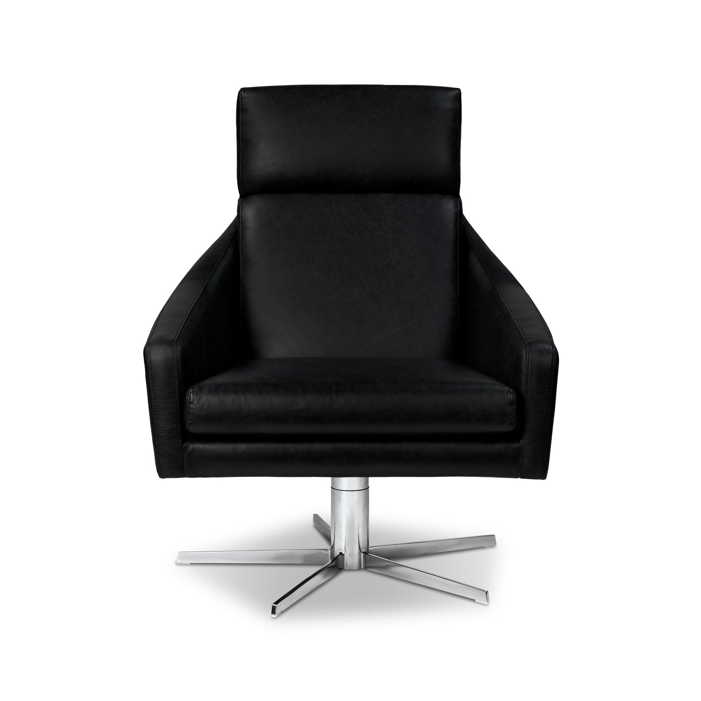 Vetro Leather Swivel Lounge Chair | Onyx Black