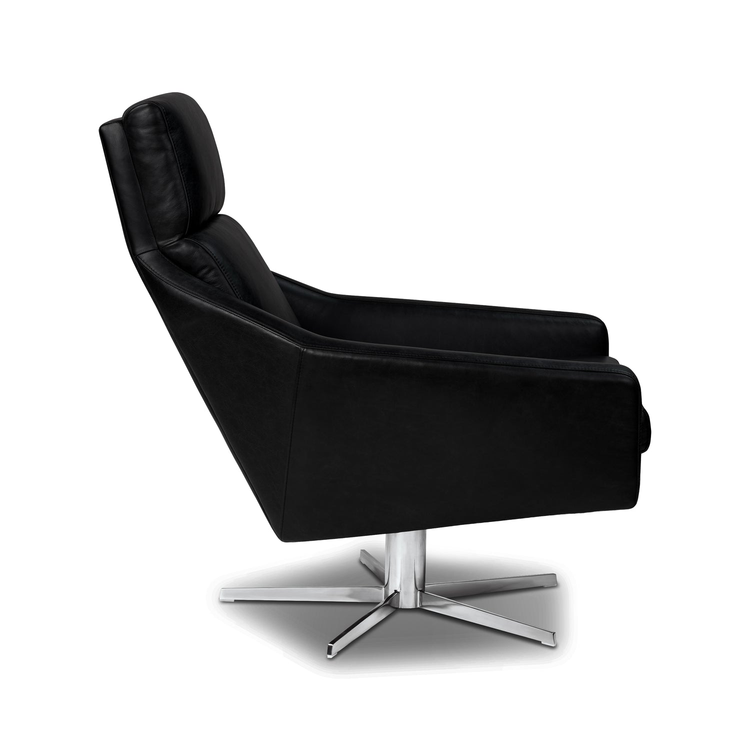 Vetro Leather Swivel Lounge Chair | Onyx Black 
