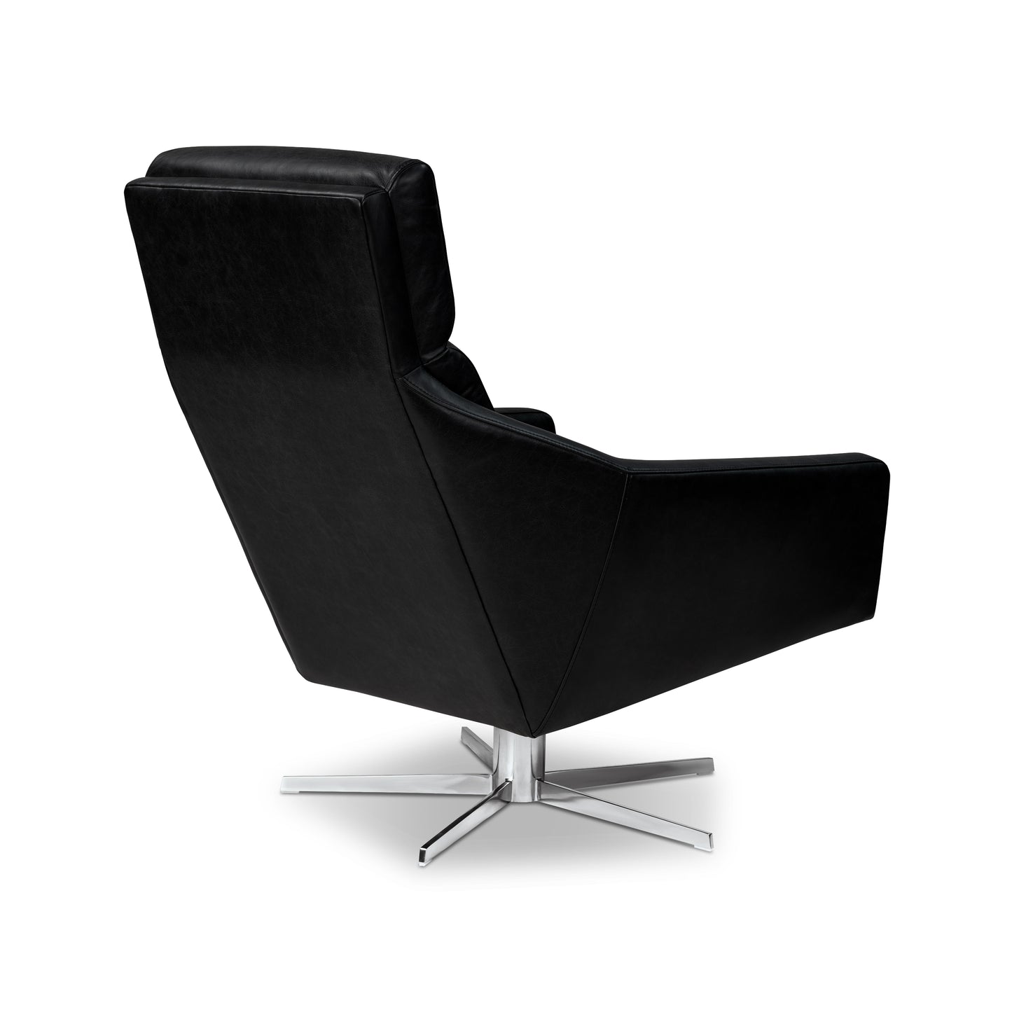 Vetro Leather Swivel Lounge Chair | Onyx Black