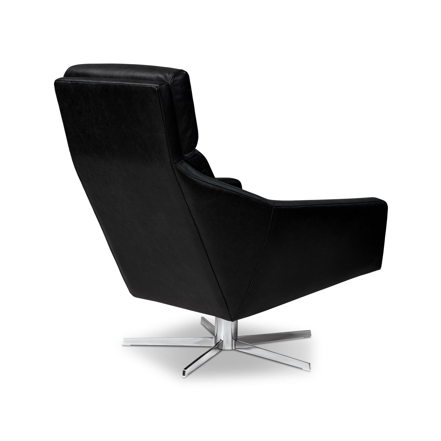 Vetro Leather Swivel Lounge Chair | Onyx Black 