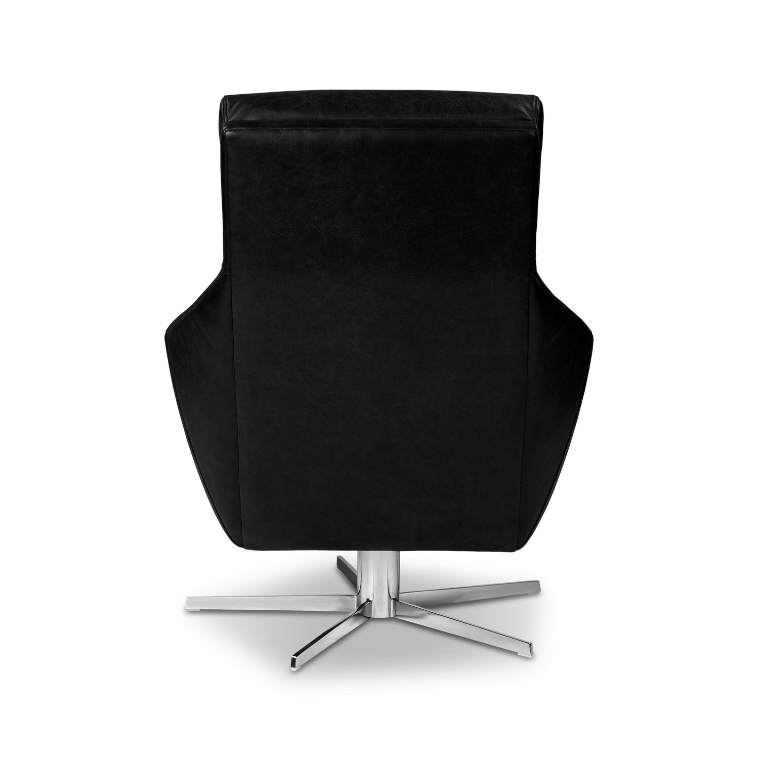 Vetro Leather Swivel Lounge Chair | Onyx Black 