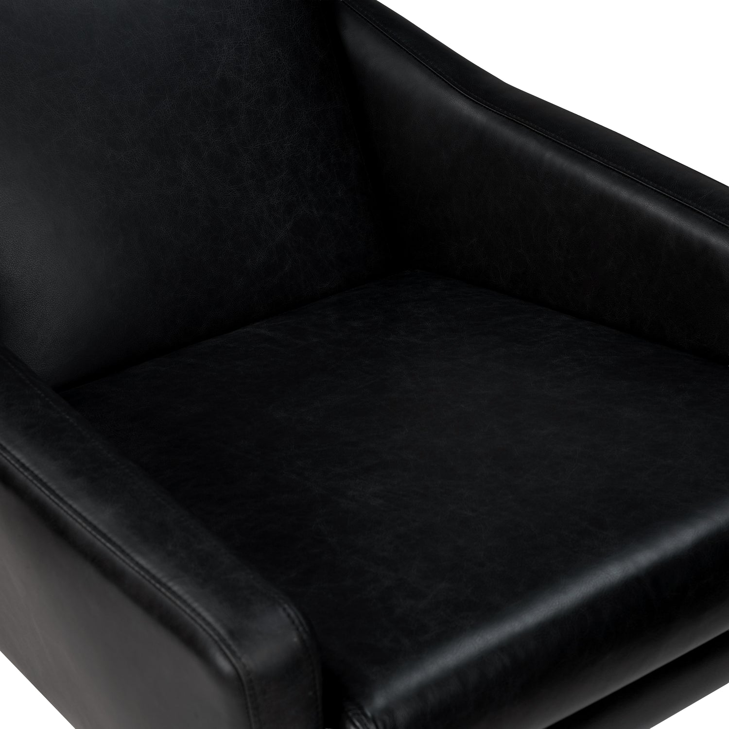 Vetro Leather Swivel Lounge Chair | Onyx Black 