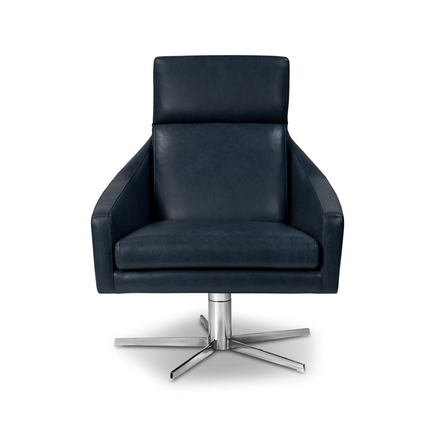 Vetro Leather Swivel Lounge Chair | Midnight Blue
