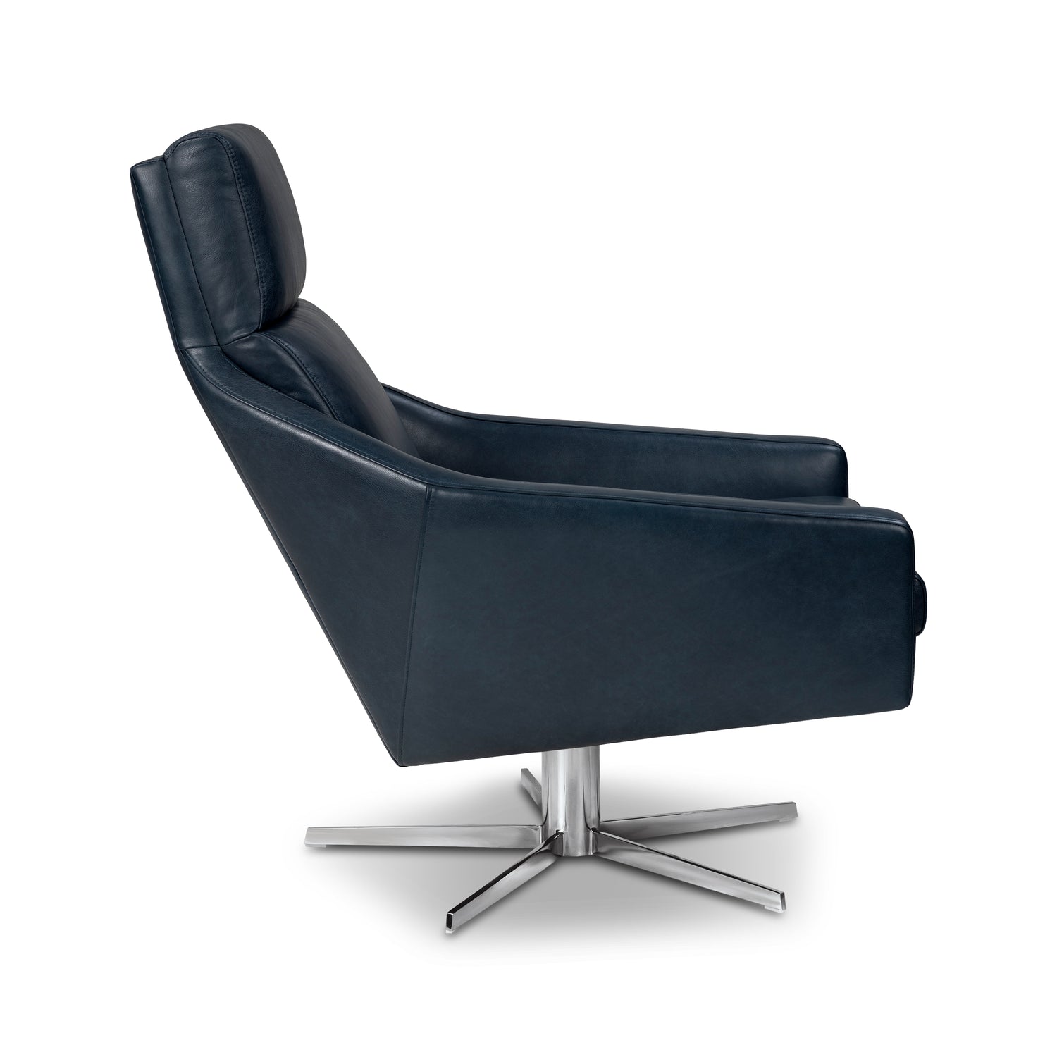 Vetro Leather Swivel Lounge Chair | Midnight Blue 