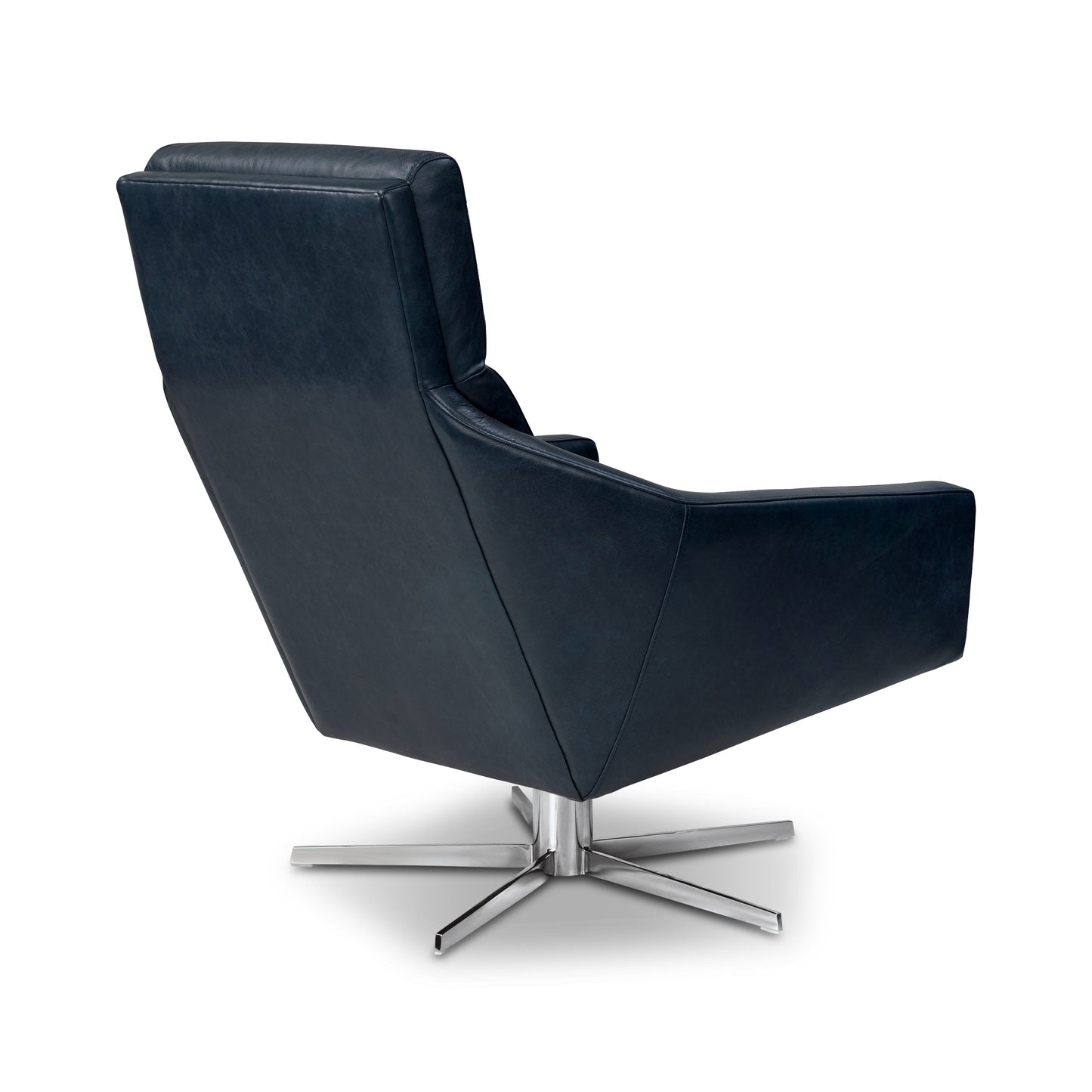 Vetro Leather Swivel Lounge Chair | Midnight Blue