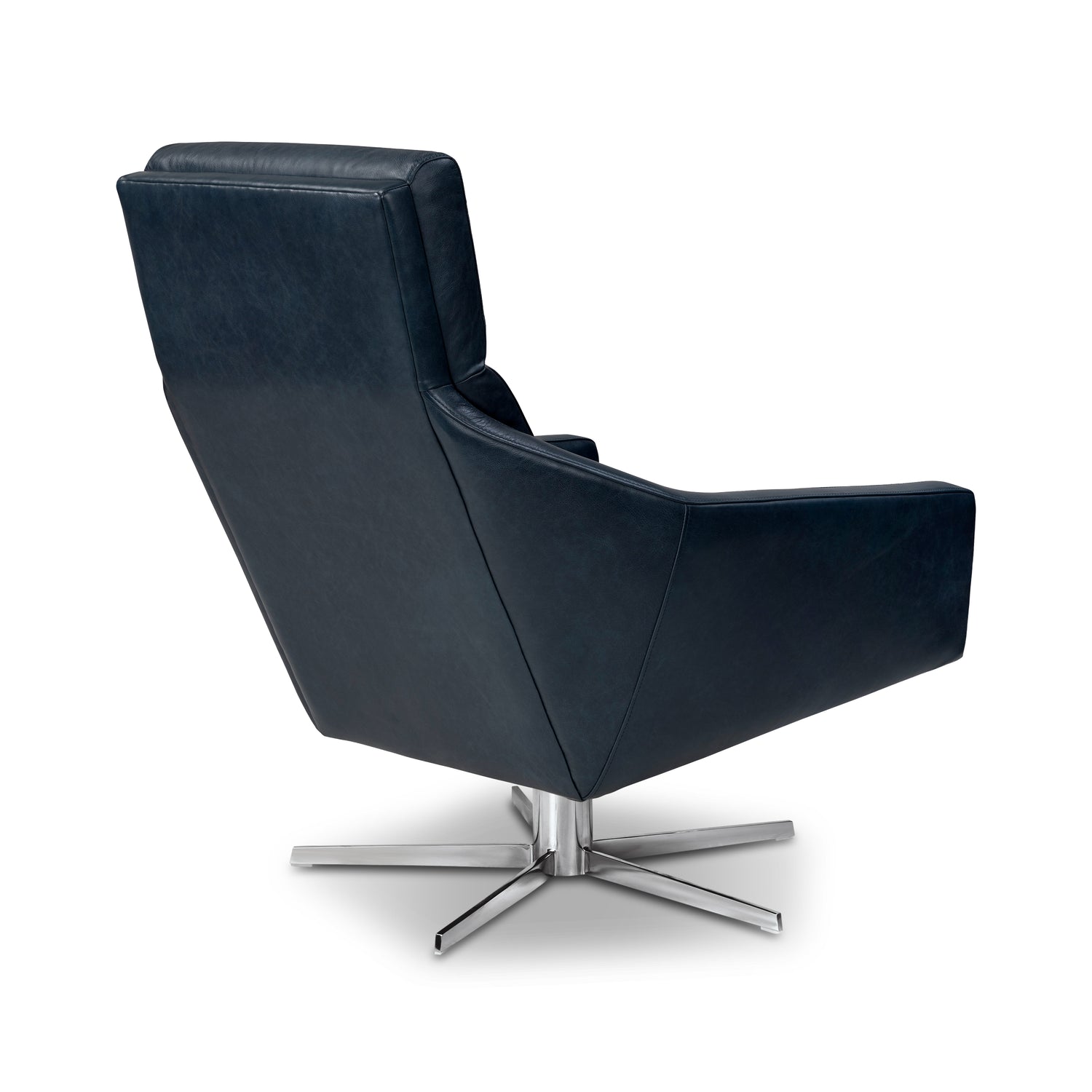 Vetro Leather Swivel Lounge Chair | Midnight Blue 
