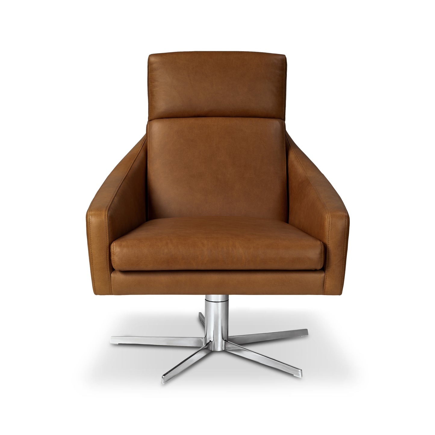 Vetro Leather Swivel Lounge Chair | Saddle Tan
