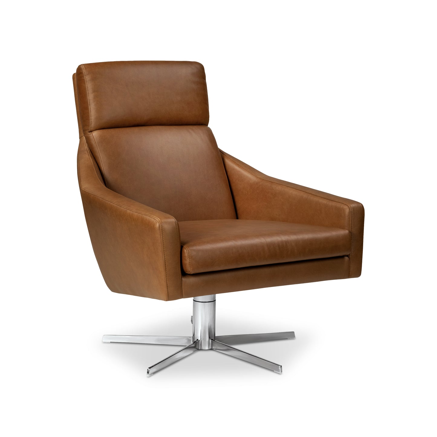 Vetro Leather Swivel Lounge Chair | Saddle Tan