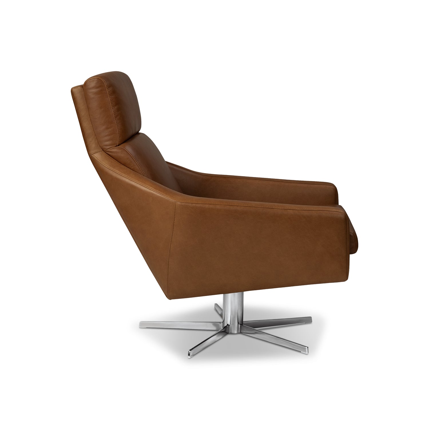 Vetro Leather Swivel Lounge Chair | Saddle Tan 