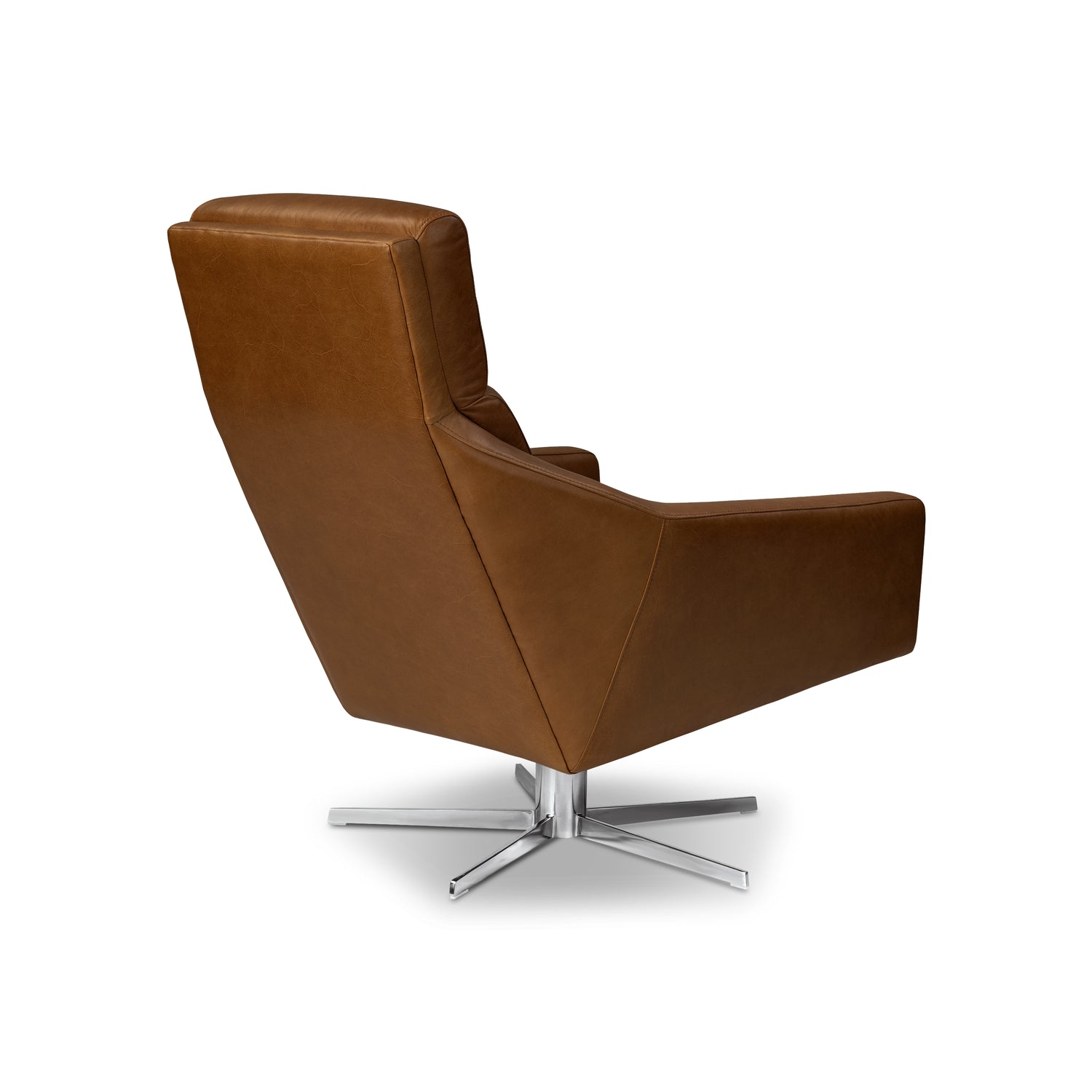 Vetro Leather Swivel Lounge Chair | Saddle Tan 