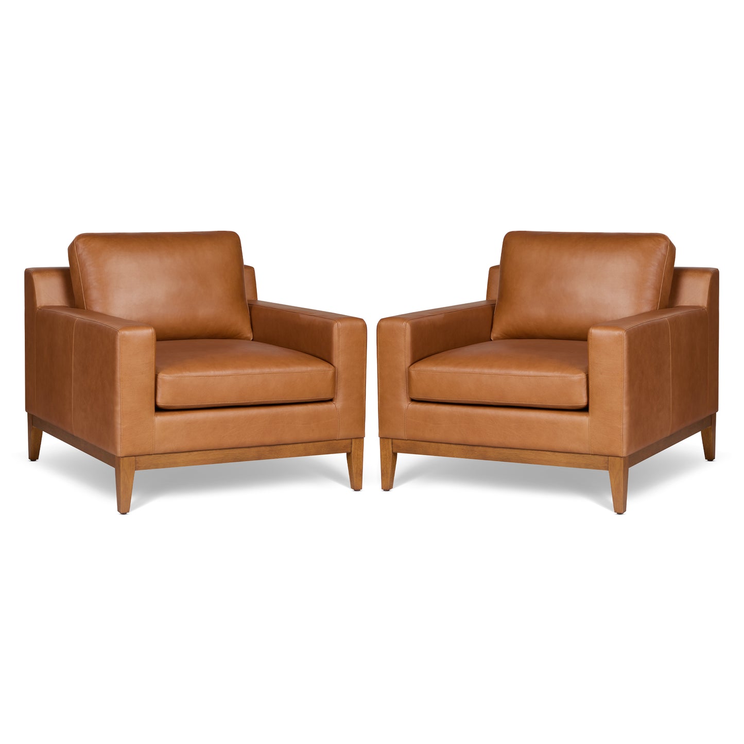 Zyon Leather Lounge Chair | Saddle Tan | Set of 2