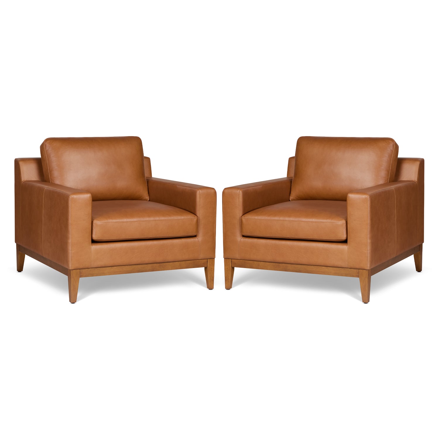Zyon Leather Lounge Chair | Saddle Tan | Set of 2 