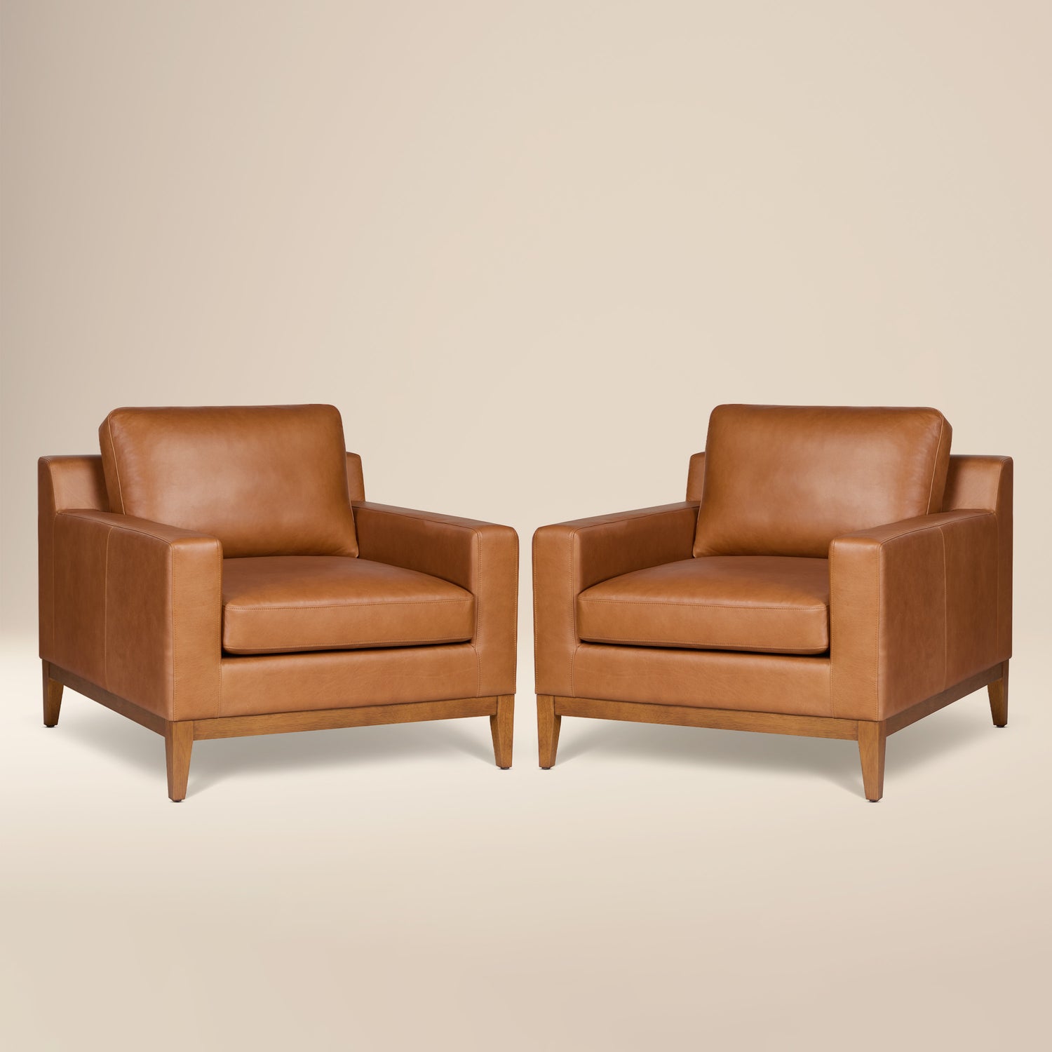 Zyon Leather Lounge Chair | Saddle Tan | Set of 2 