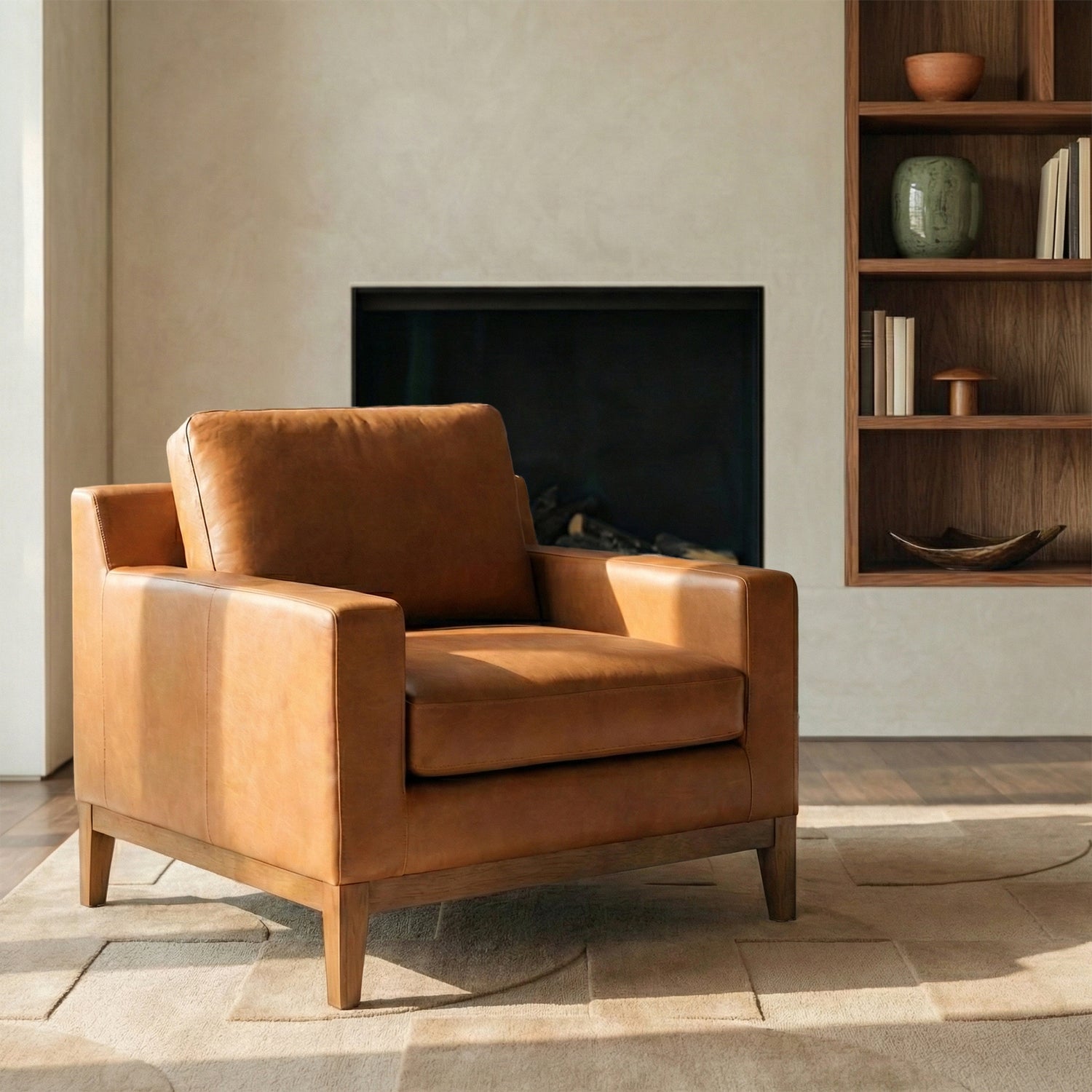 Zyon Leather Lounge Chair | Saddle Tan | Set of 2 lifestyle_image