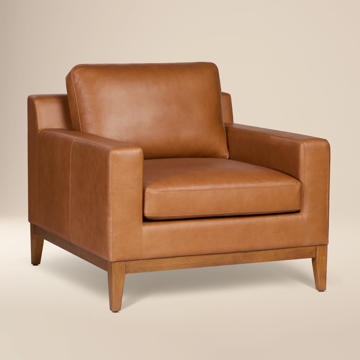 Zyon Leather Lounge Chair | Saddle Tan | Single