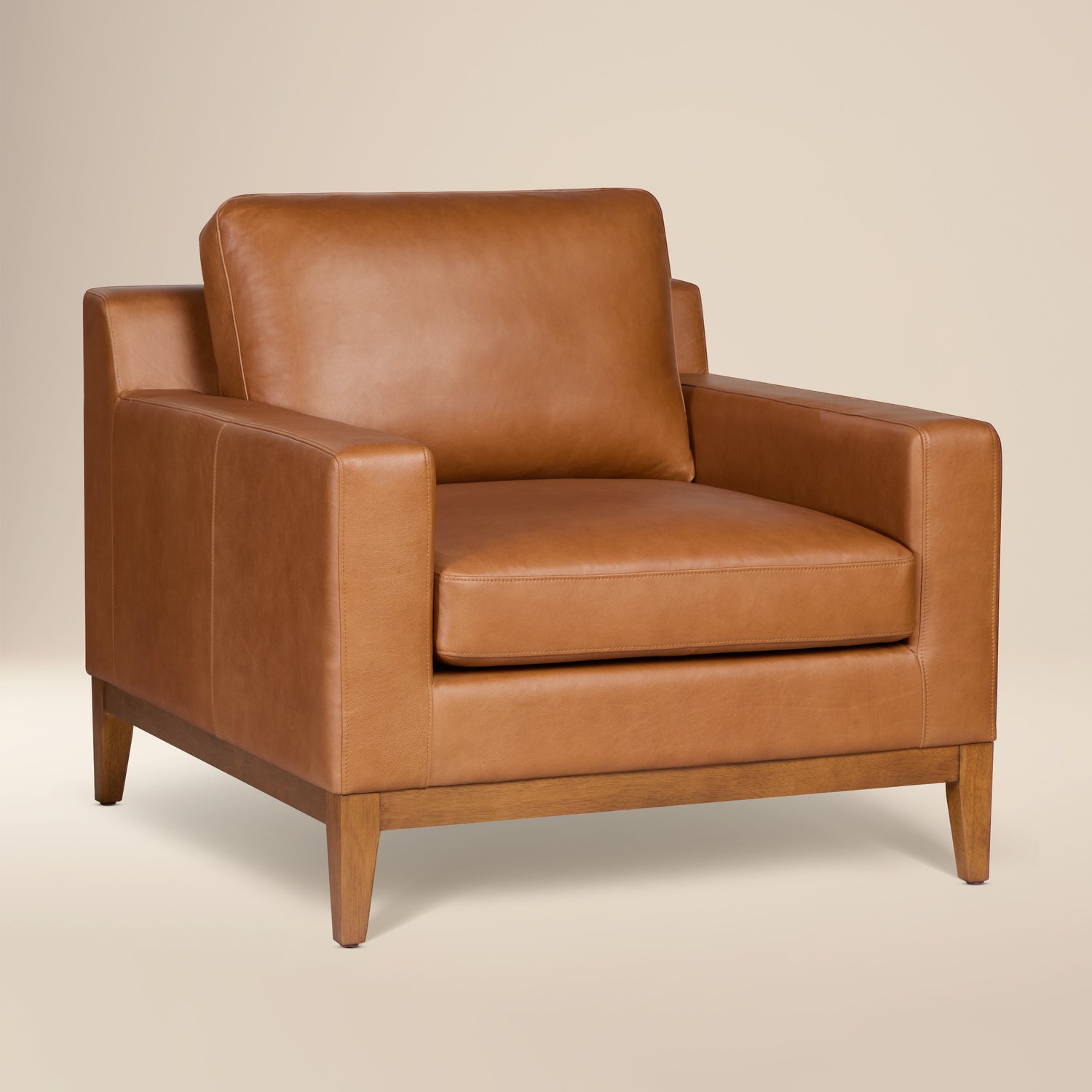 Zyon Leather Lounge Chair | Saddle Tan | Single 