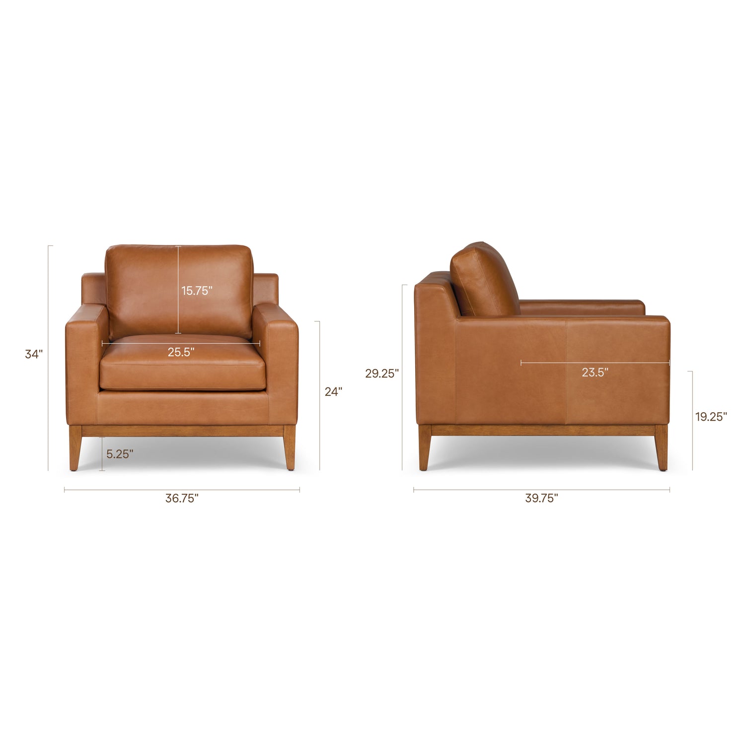 Zyon Leather Lounge Chair | Saddle Tan | Set of 2 