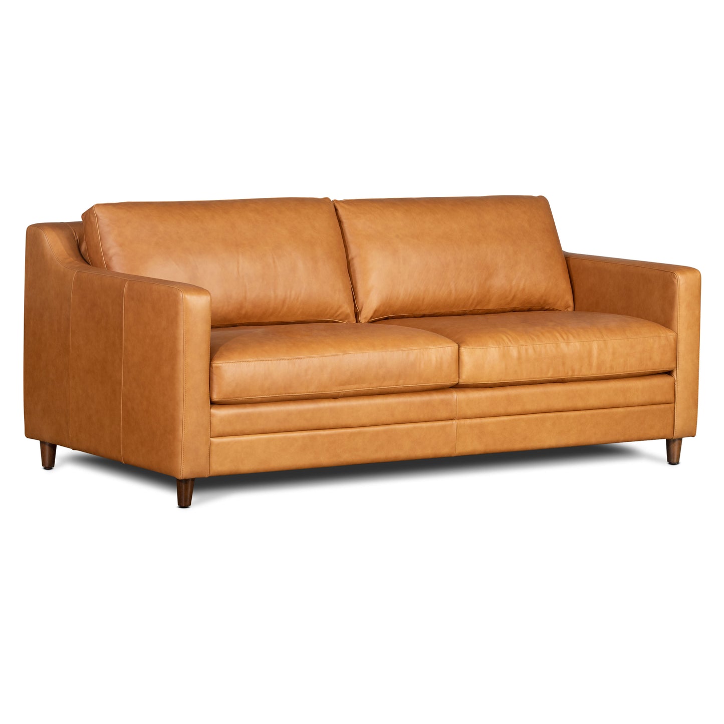 Harper 82" Leather Pull-Out Convertible Sleeper Sofa | Cognac Tan