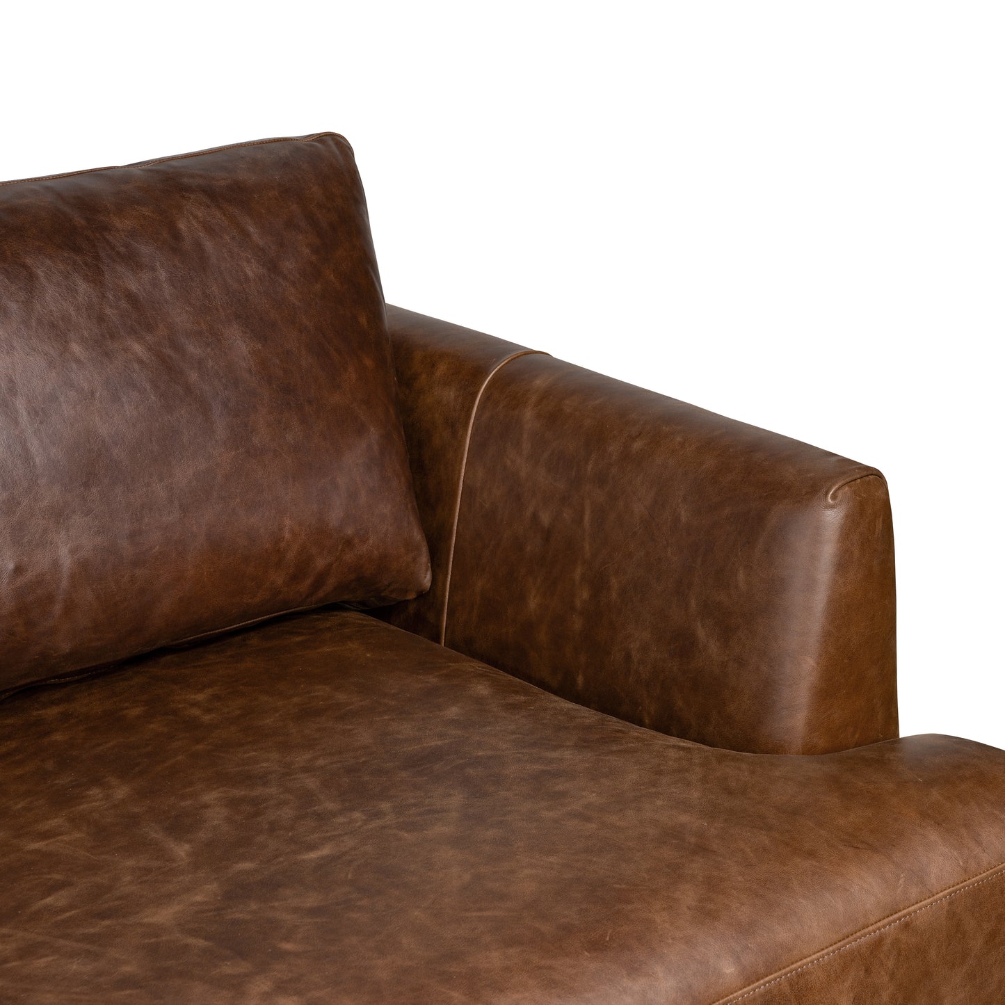 Catania 116.5" Leather Left-Facing Bumper Sectional Sofa | Chocolate Brown