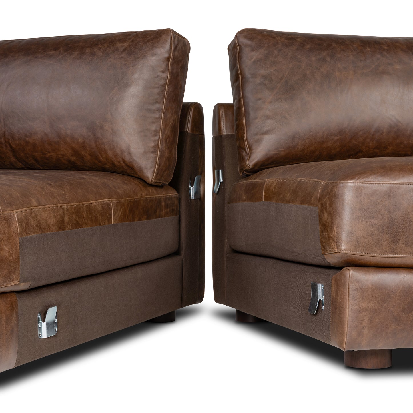 Catania 116.5" Leather Left-Facing Bumper Sectional Sofa | Chocolate Brown