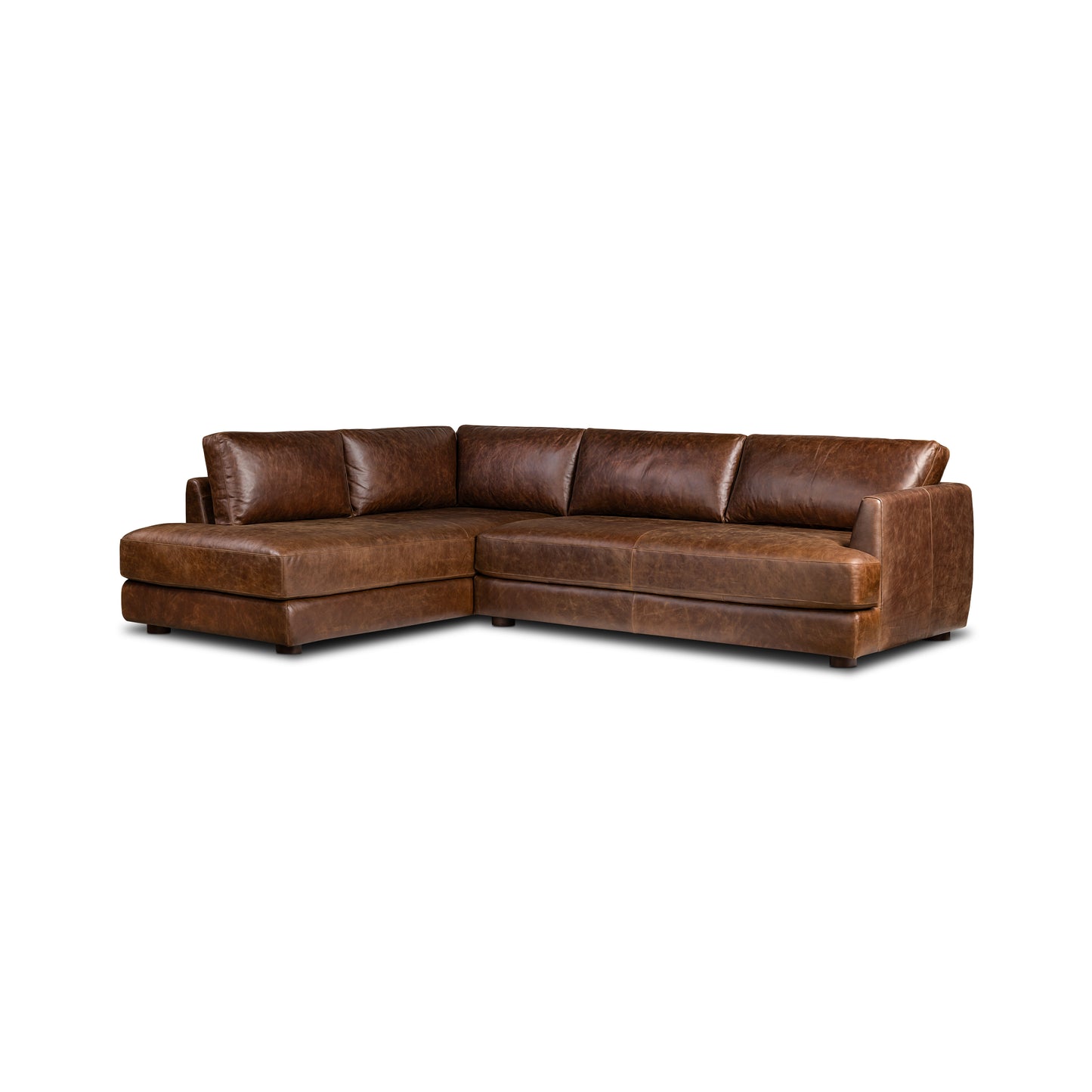 Catania 116.5" Leather Left-Facing Bumper Sectional Sofa | Chocolate Brown