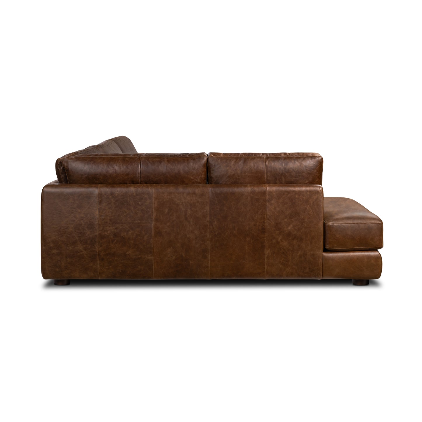 Catania 116.5" Leather Left-Facing Bumper Sectional Sofa | Chocolate Brown