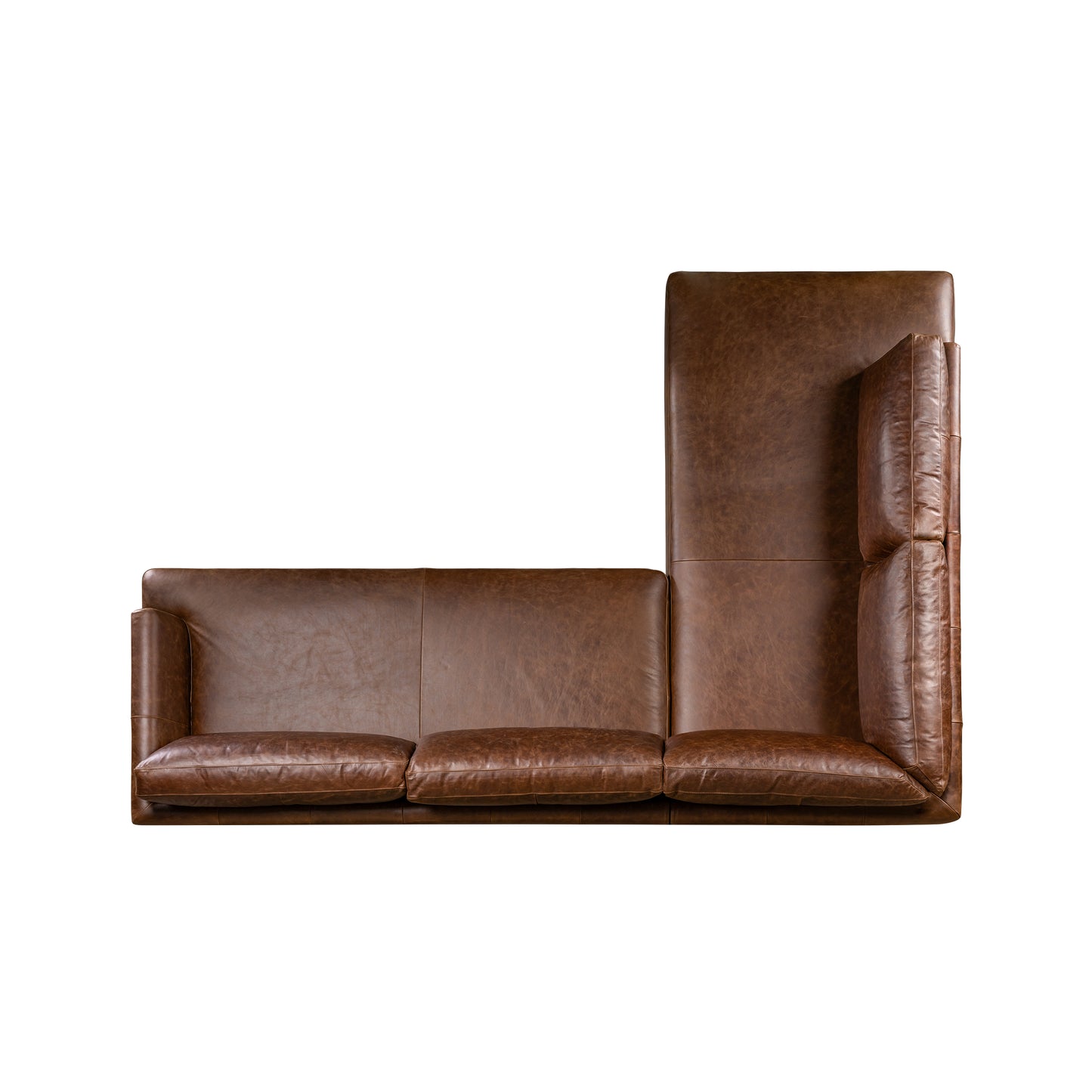 Catania 116.5" Leather Left-Facing Bumper Sectional Sofa | Chocolate Brown