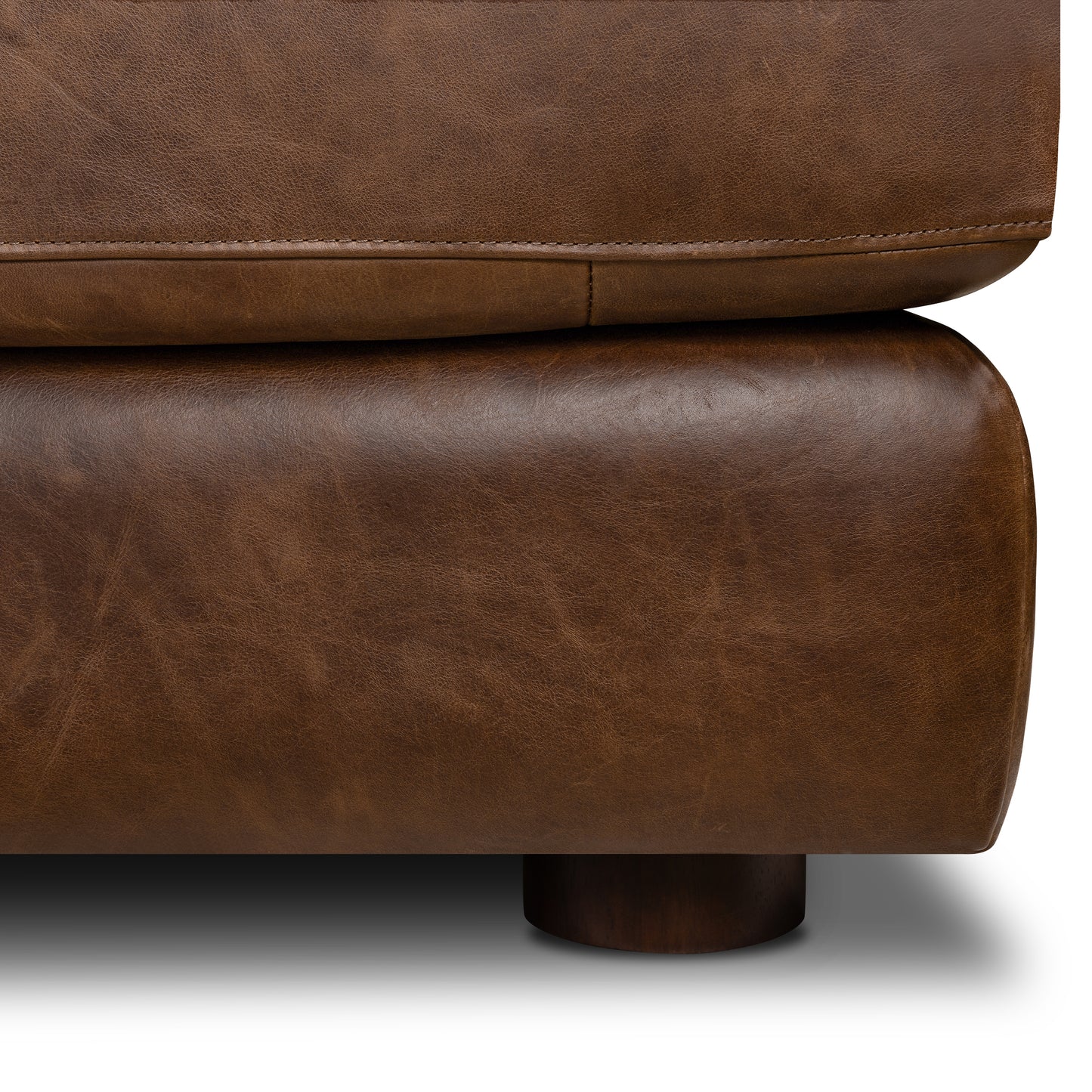 Catania 116.5" Leather Left-Facing Bumper Sectional Sofa | Chocolate Brown