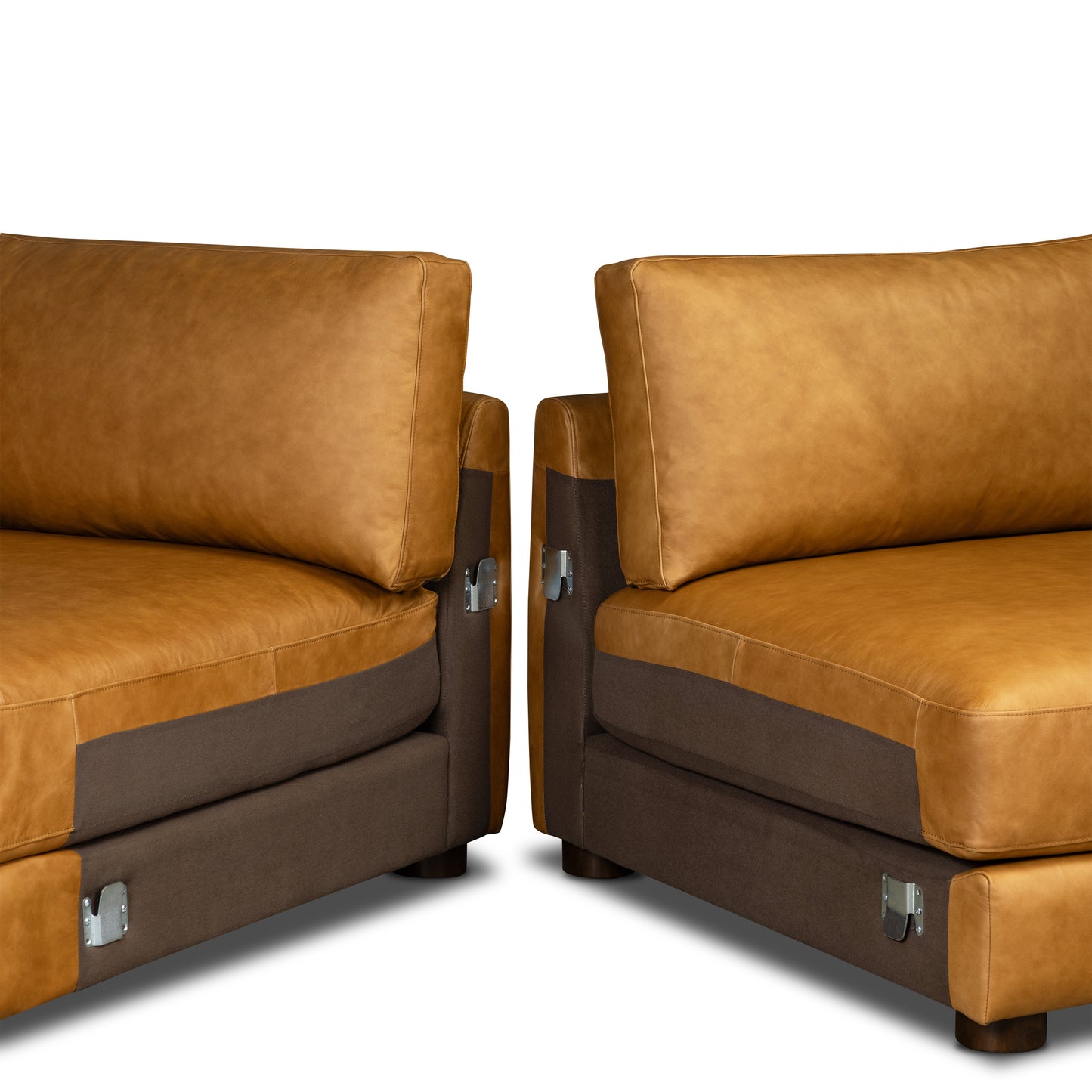 Catania 116.5" Leather Left-Facing Bumper Sectional Sofa | Cognac Tan