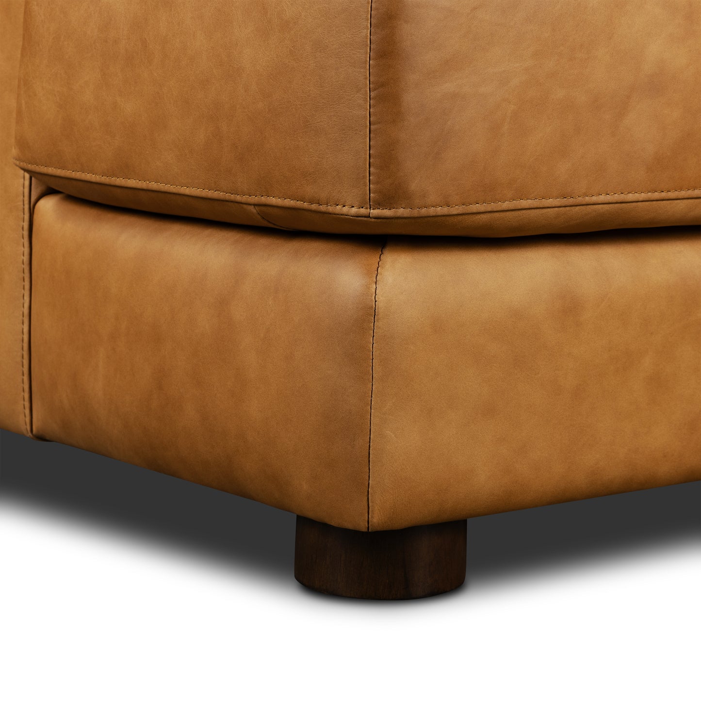 Catania 116.5" Leather Left-Facing Bumper Sectional Sofa | Cognac Tan