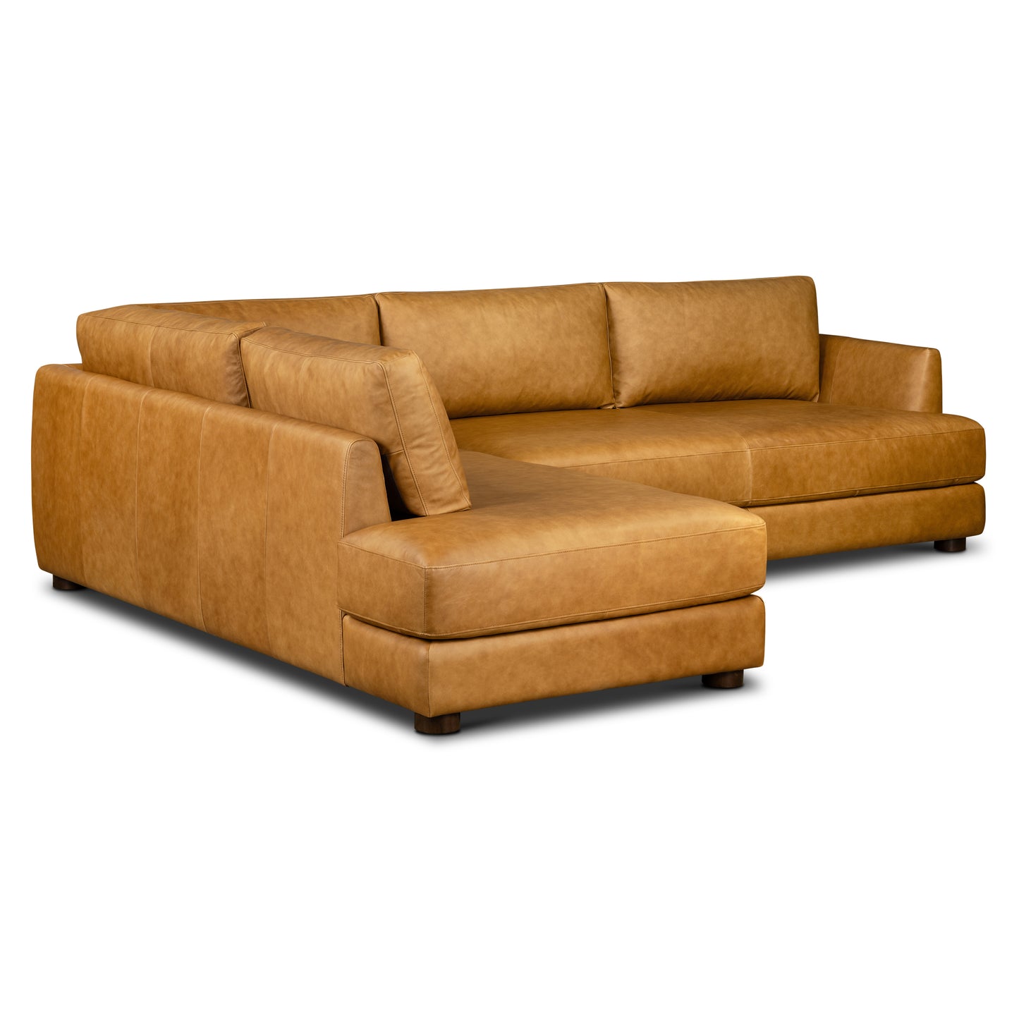 Catania 116.5" Leather Left-Facing Bumper Sectional Sofa | Cognac Tan