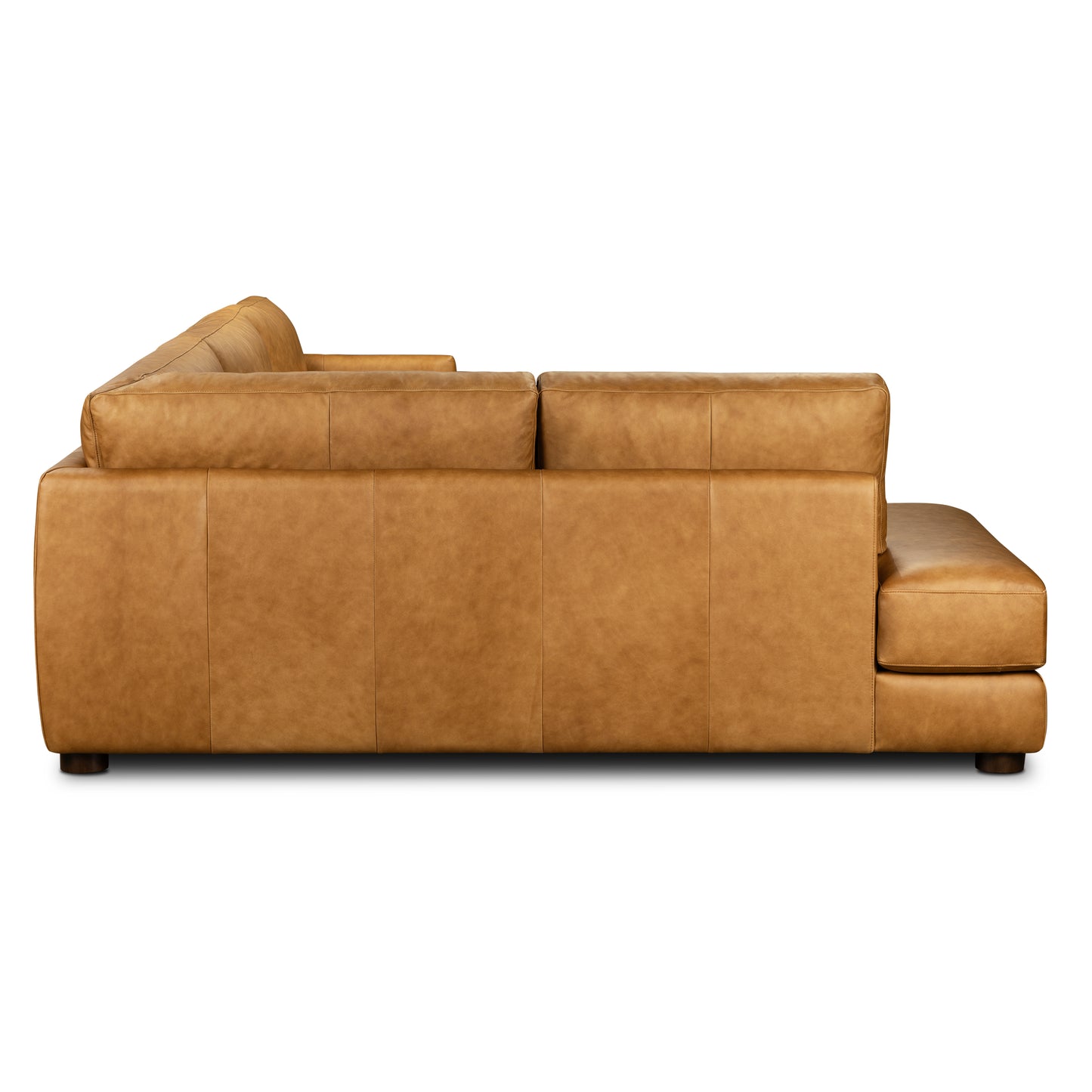 Catania 116.5" Leather Left-Facing Bumper Sectional Sofa | Cognac Tan