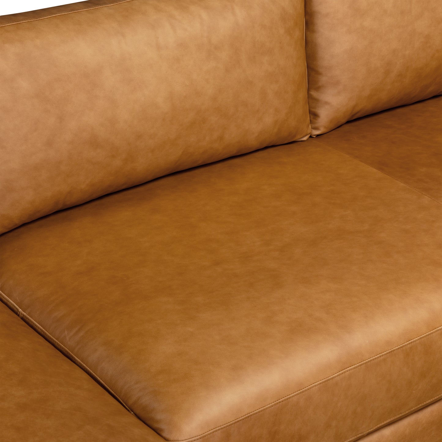 Catania 116.5" Leather Left-Facing Bumper Sectional Sofa | Cognac Tan